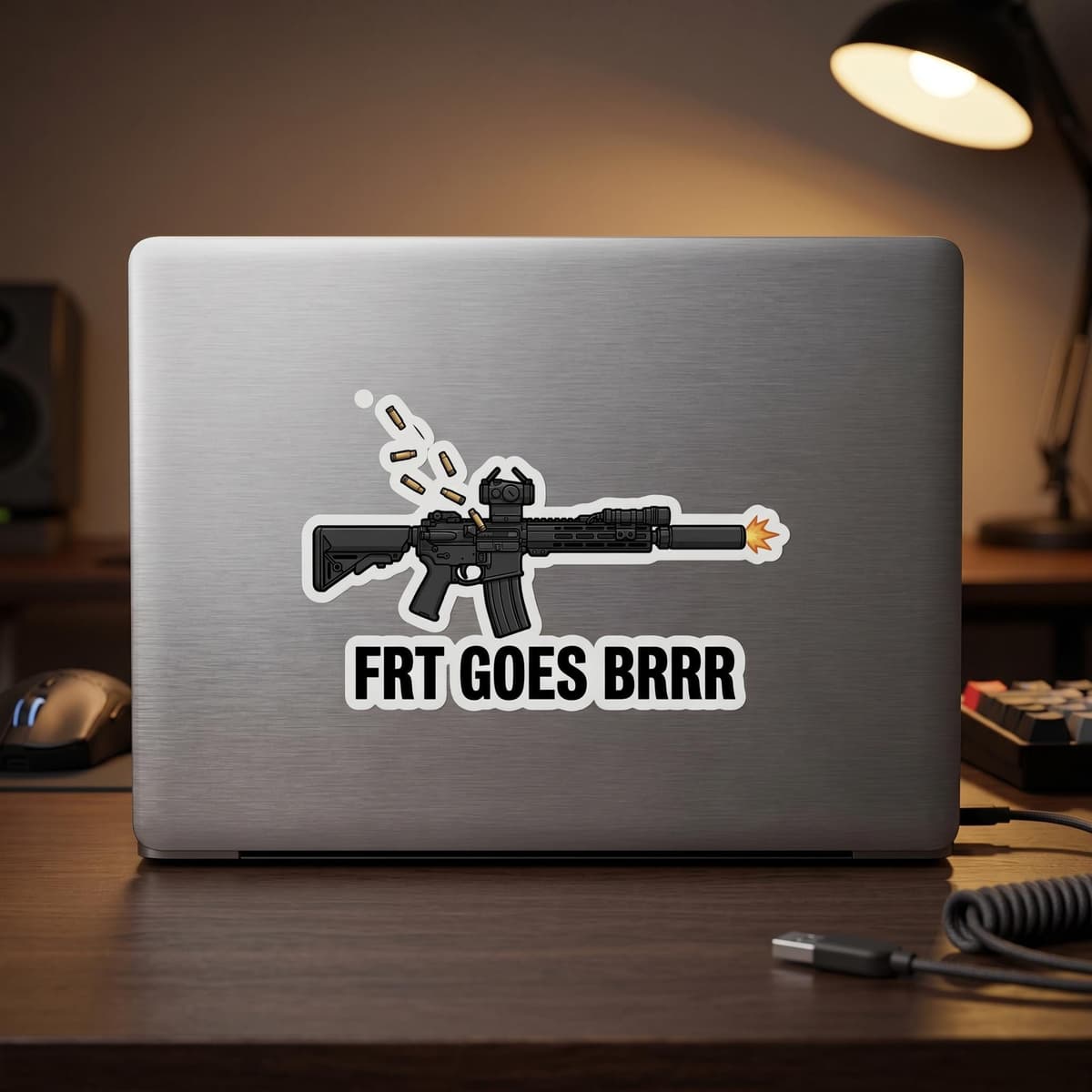FRT Goes Brrr Morale Sticker | Forced Reset Trigger AR-15 Gun Meme Decal