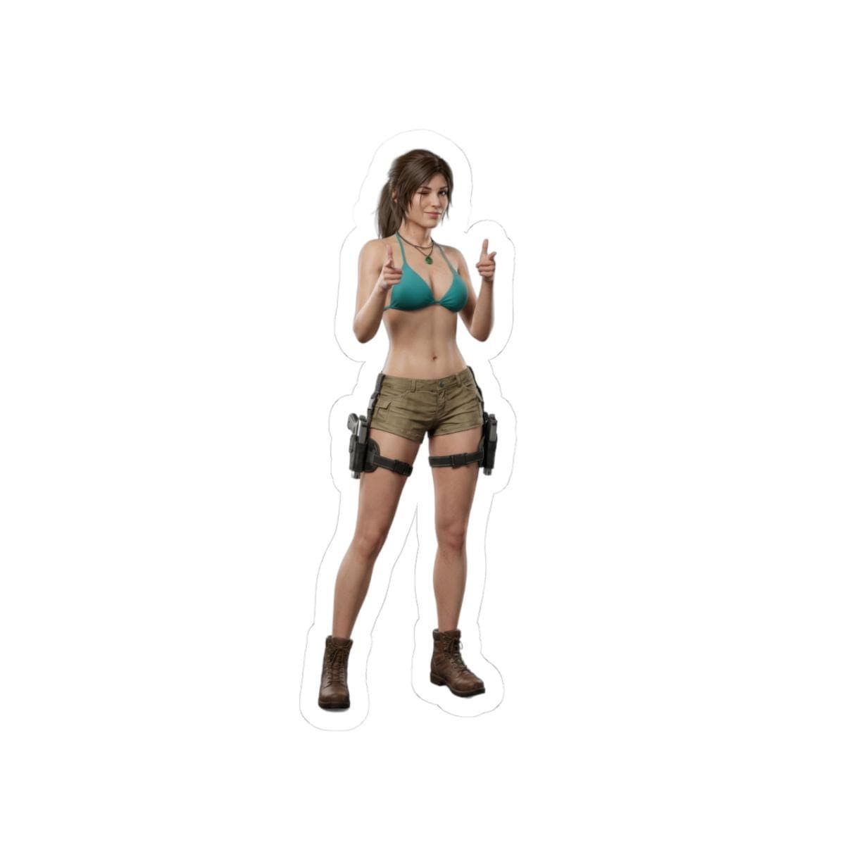 Explorer Bikini Finger Guns Sticker | Treasure Hunter Vinyl Decal