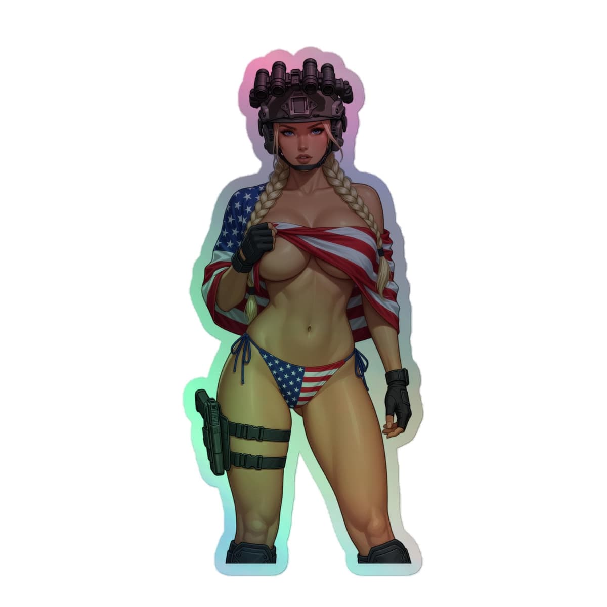 Flag Draped Holographic stickers