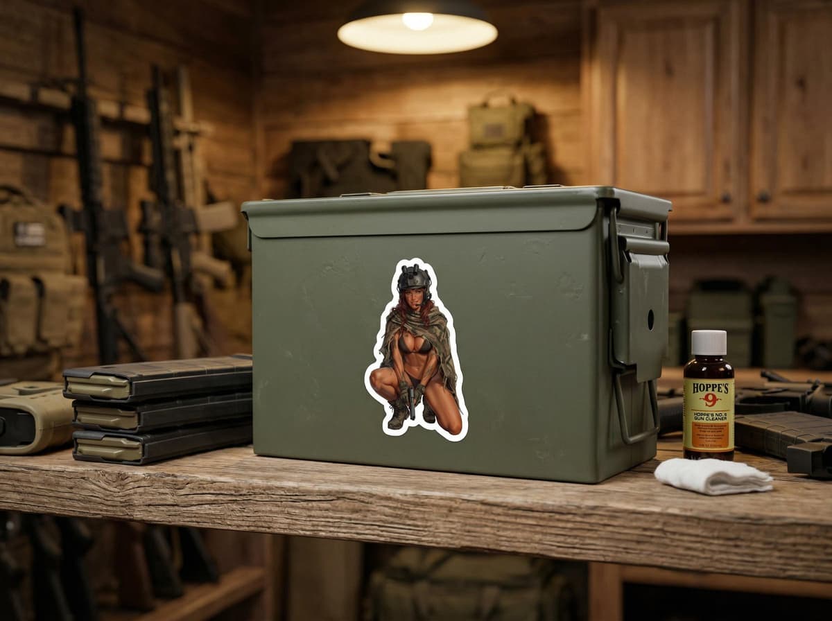 Tactical Girl Ghillie Suit Pin-Up Sticker | Sniper Camo Vinyl Decal (Kiss Cut)