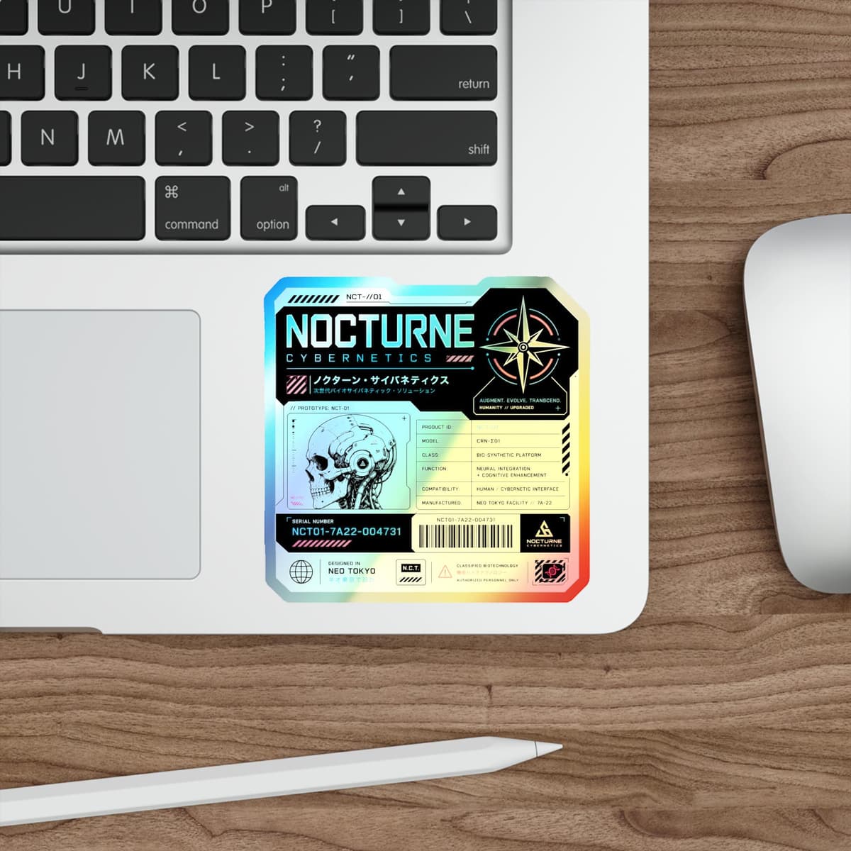 Nocturne Cybernetics Skull Holographic Sticker