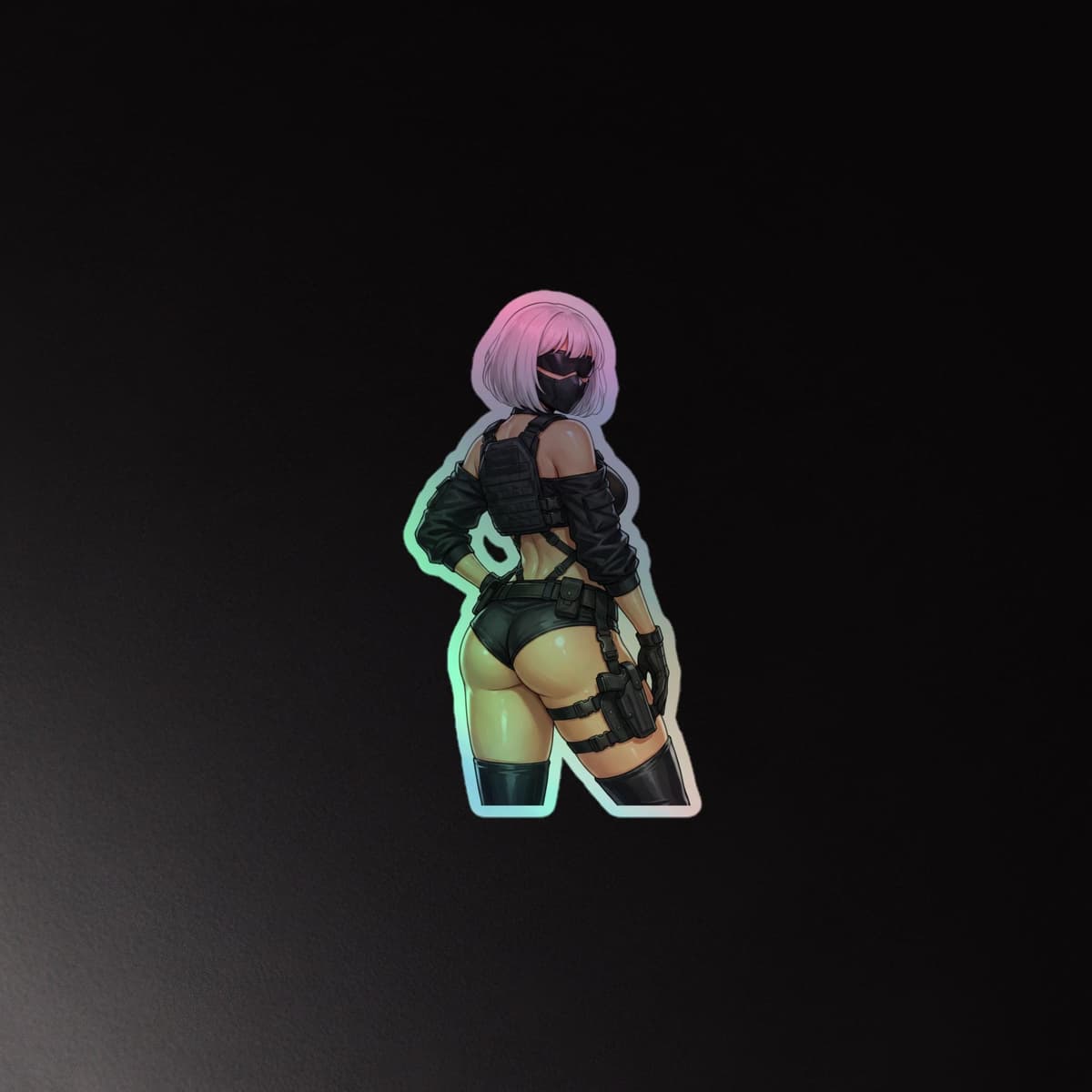 2B Tactical Rear View Holographic Sticker | Android Waifu Iridescent Vinyl Decal