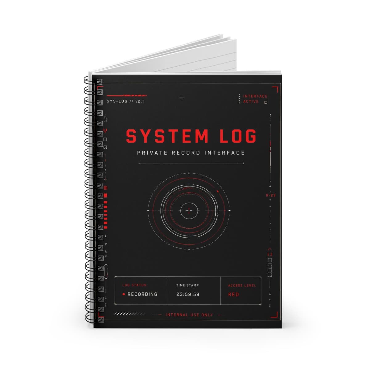 Cyberpunk Spiral Notebook | Tactical HUD System Log Hacker Journal