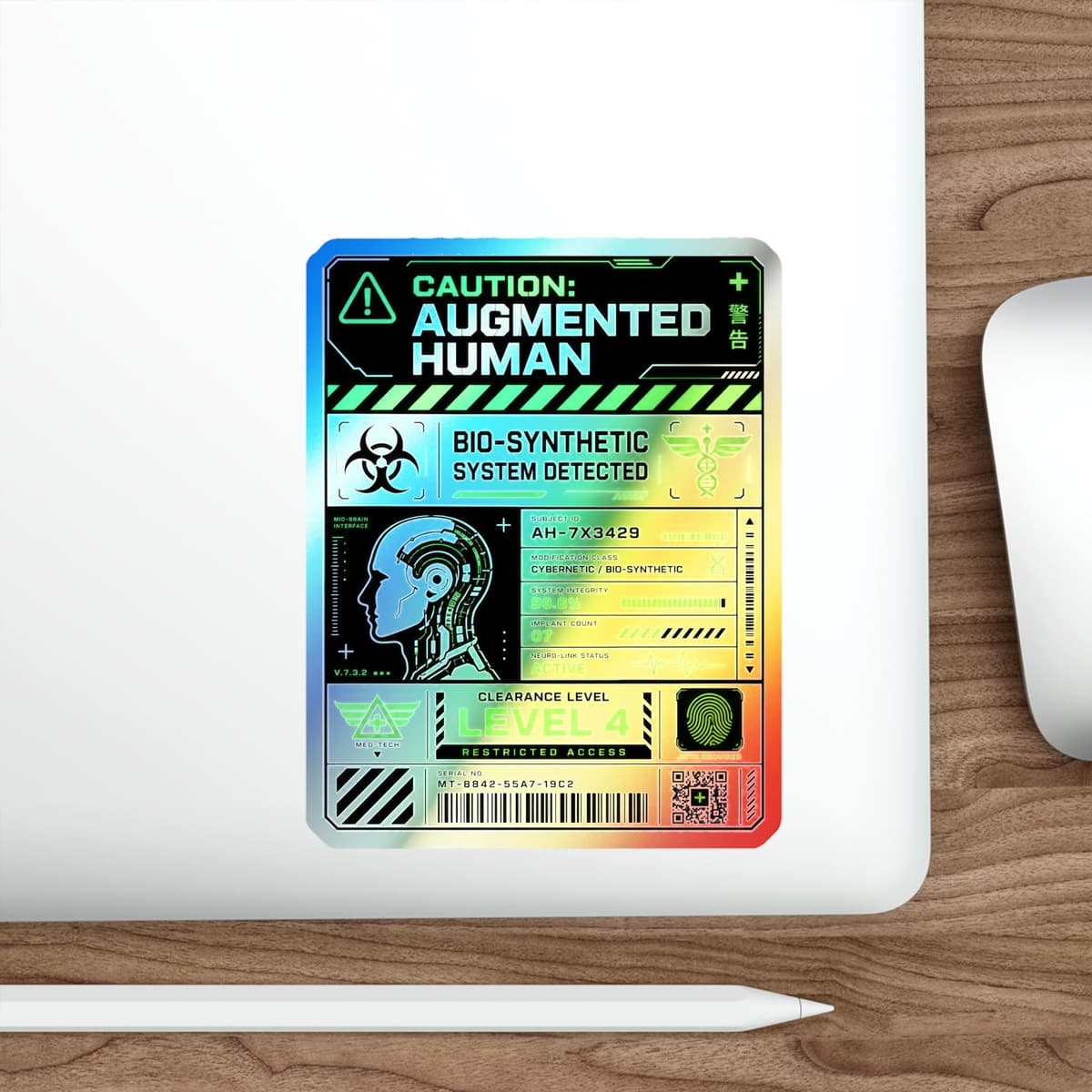 Augmented Human Bio-Synthetic Holographic Sticker
