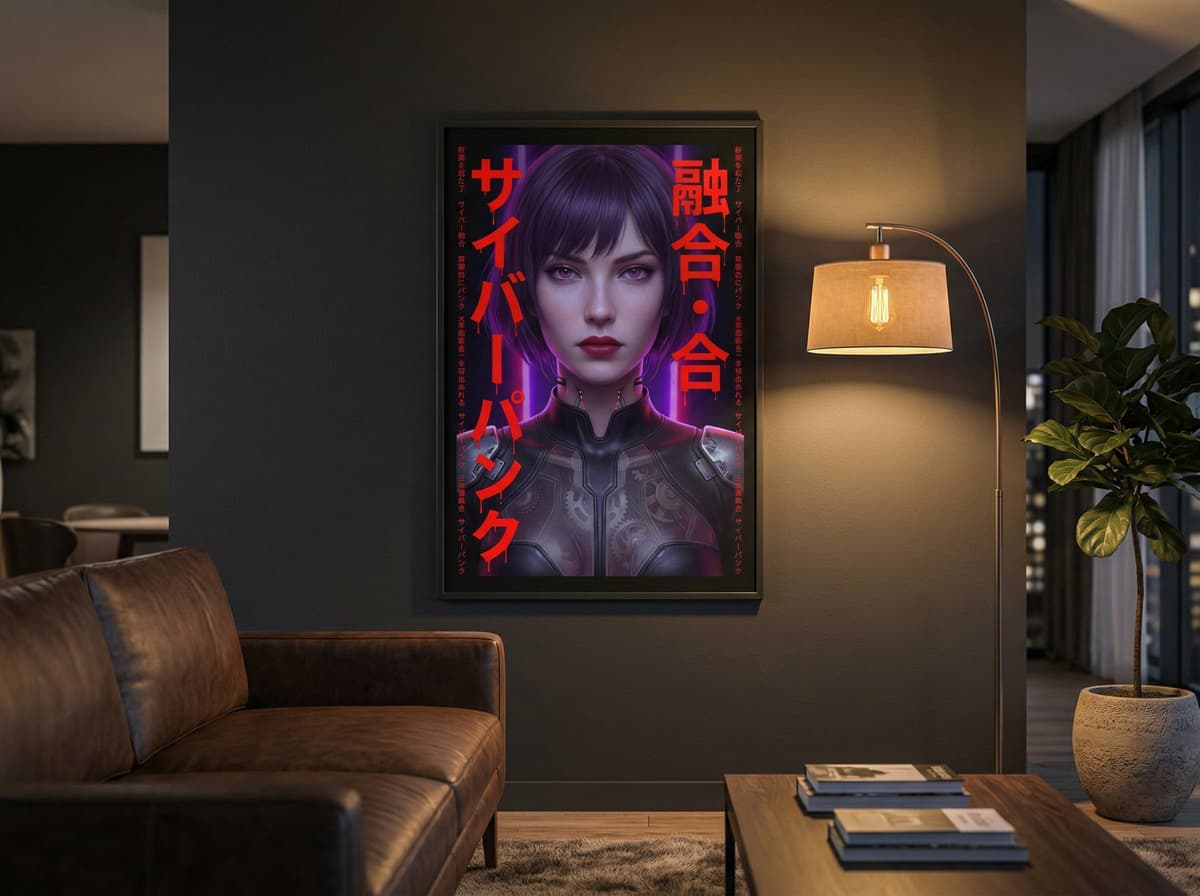 Major Kanji Art Poster | Cyberpunk Anime Operative Wall Art (Matte Print)
