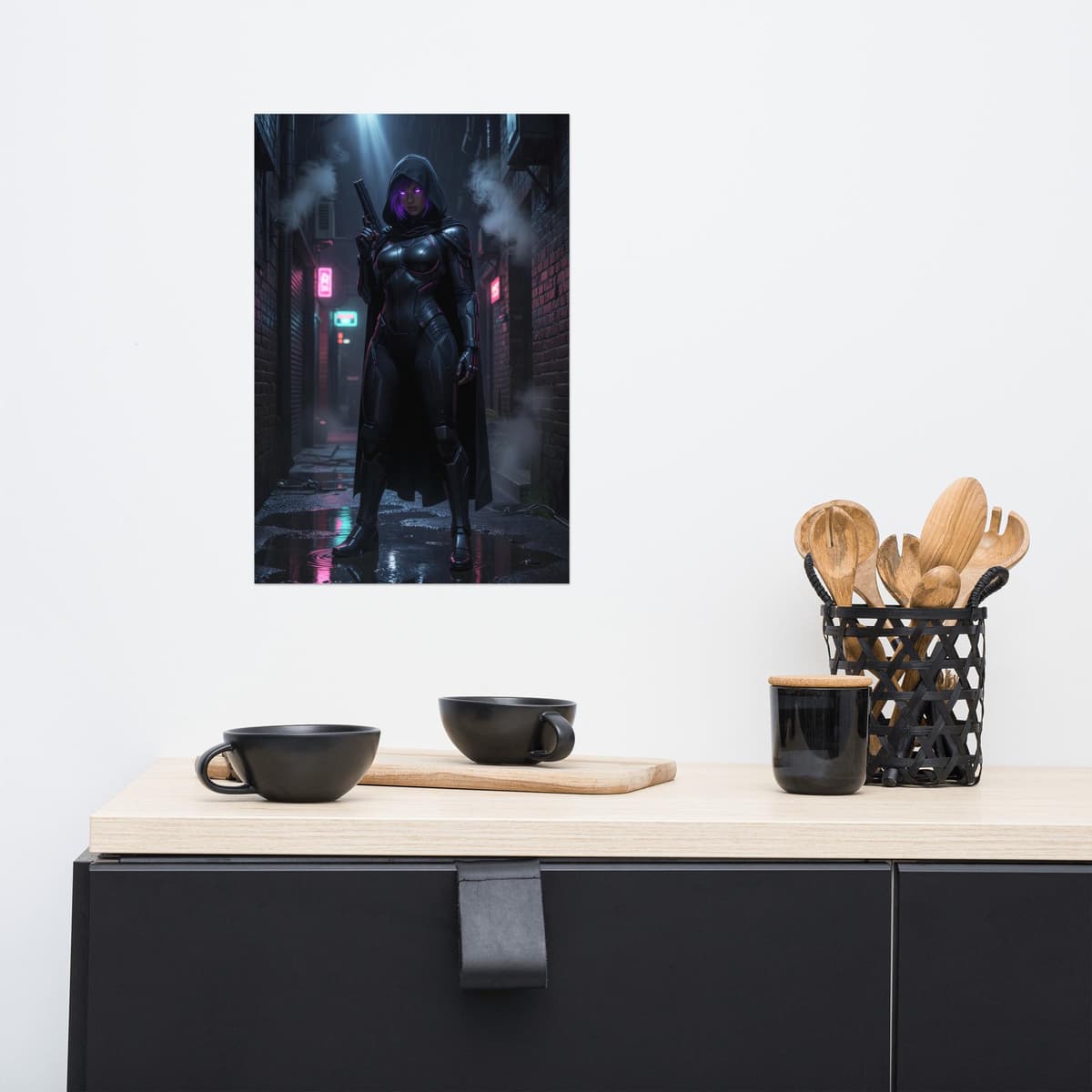 Cyberpunk Hooded Assassin Poster