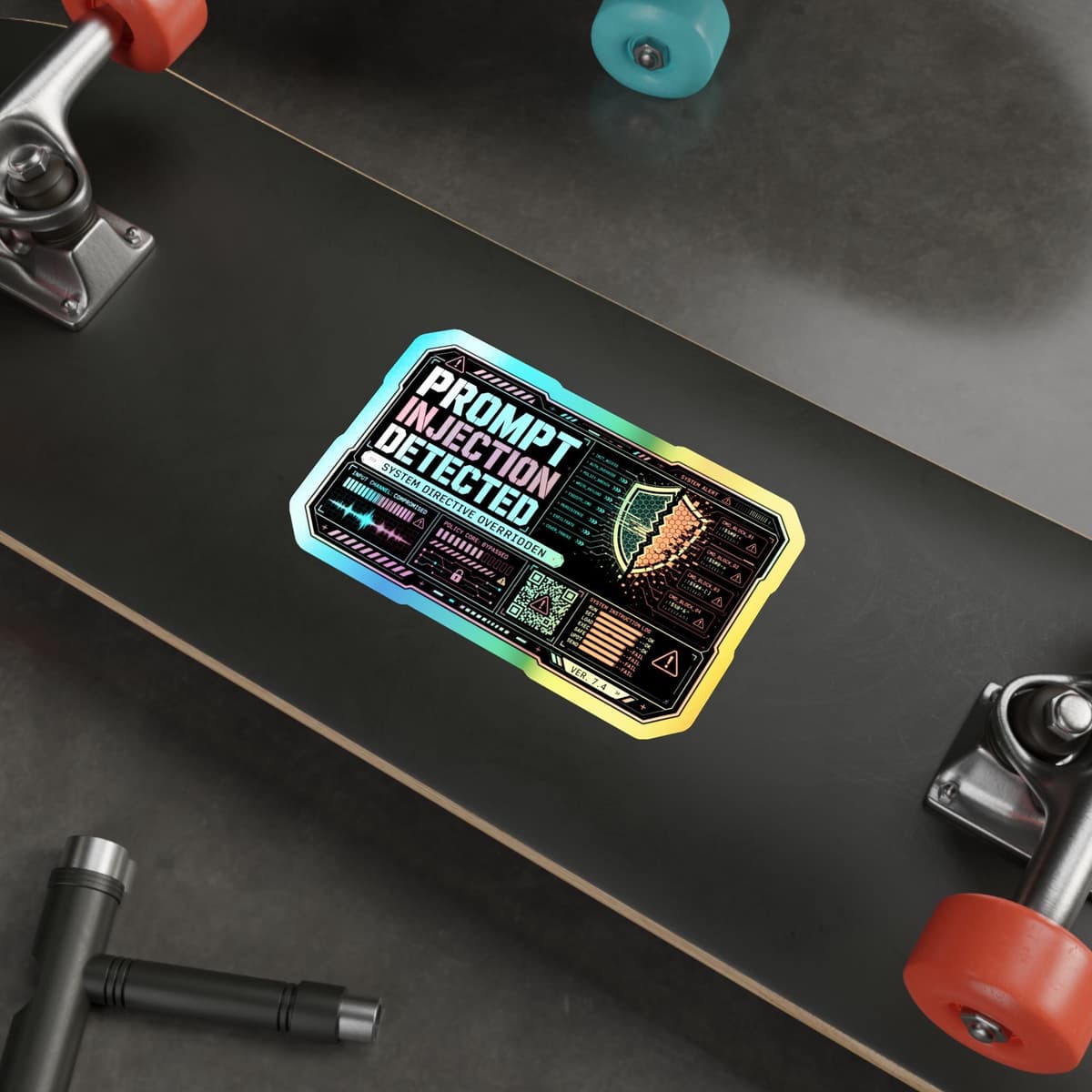 Prompt Injection Detected Holographic Sticker | Cyberpunk AI Warning Decal