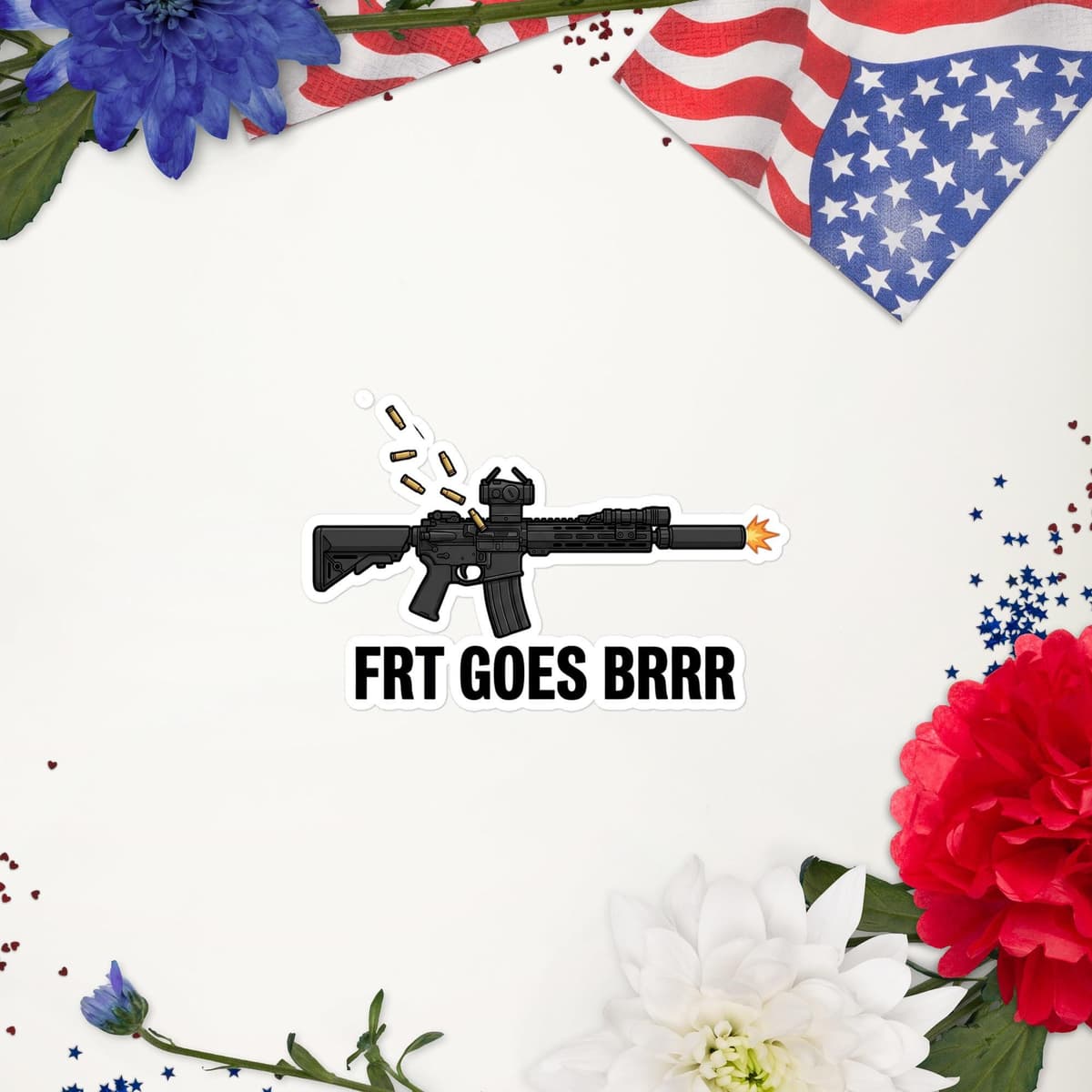FRT Goes Brrr Morale Sticker | Forced Reset Trigger AR-15 Gun Meme Decal