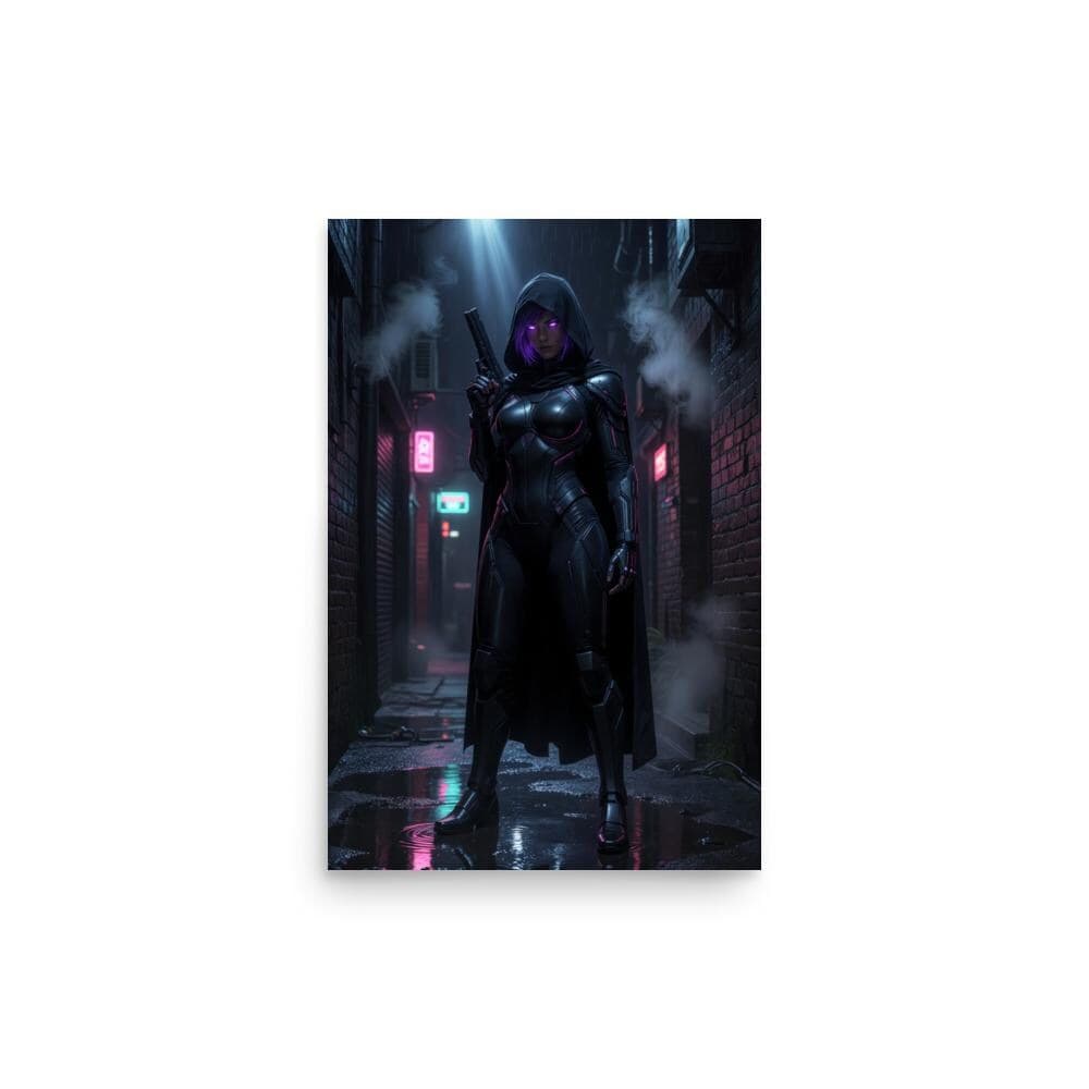 Cyberpunk Hooded Assassin Poster
