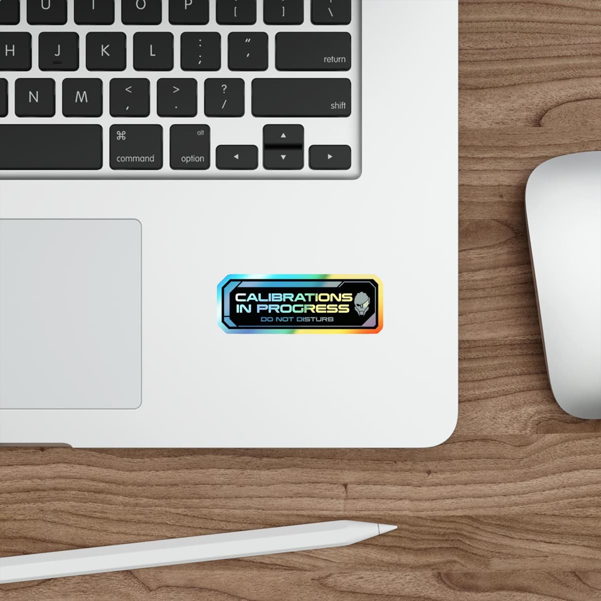 Calibrations In Progress Holographic Sticker | Garrus Turian Sci-Fi Vinyl Decal