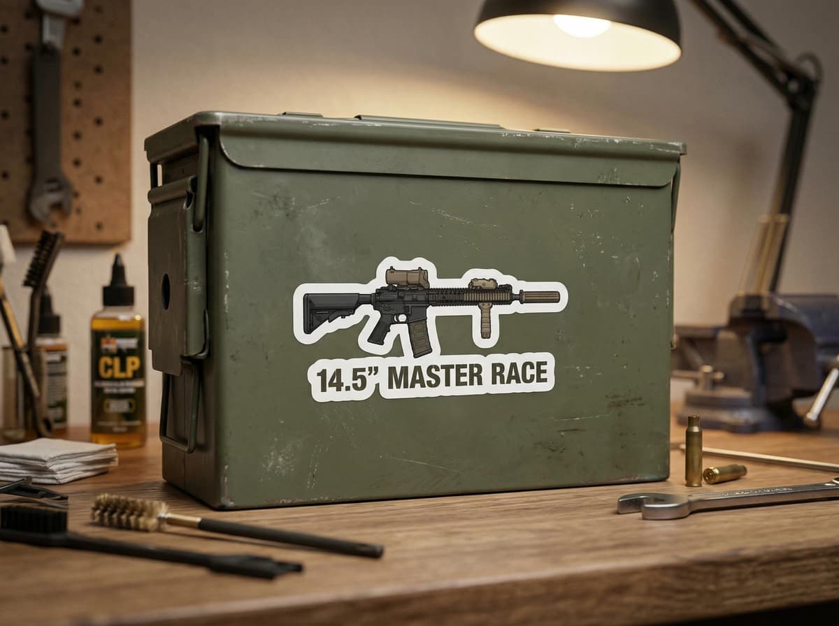 14.5 Master Race AR15 Gun Sticker | Mid-Length Rifle Vinyl Decal for Laptop & Range Bag