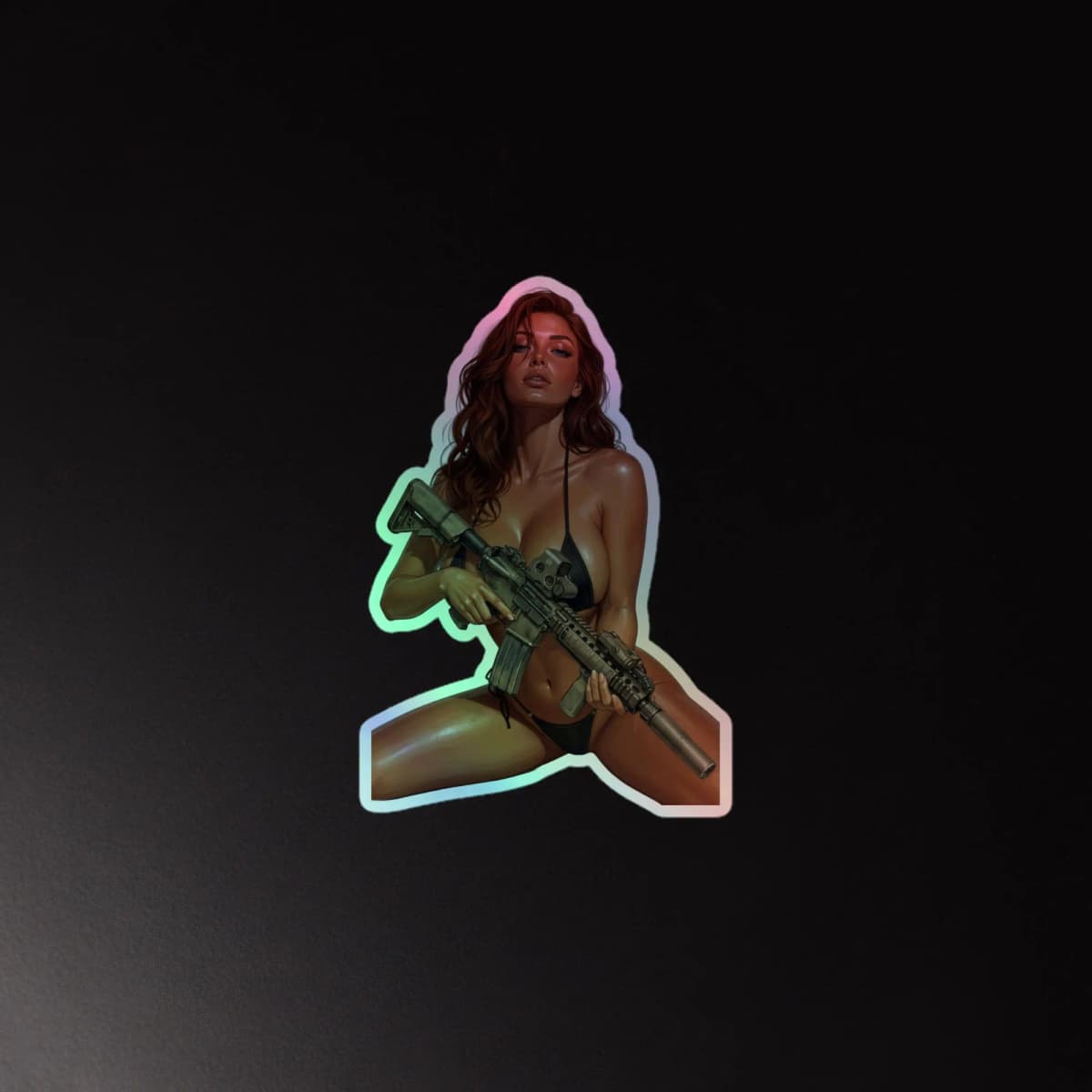 Tactical Girl Bikini AR15 Holographic stickers