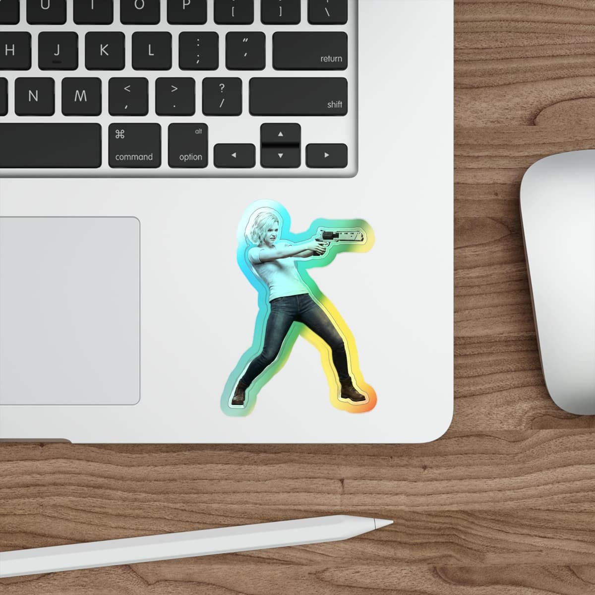 Survivor Girl Requiem Bracing Holographic Sticker | RE9 Big Gun Meme Holo Decal