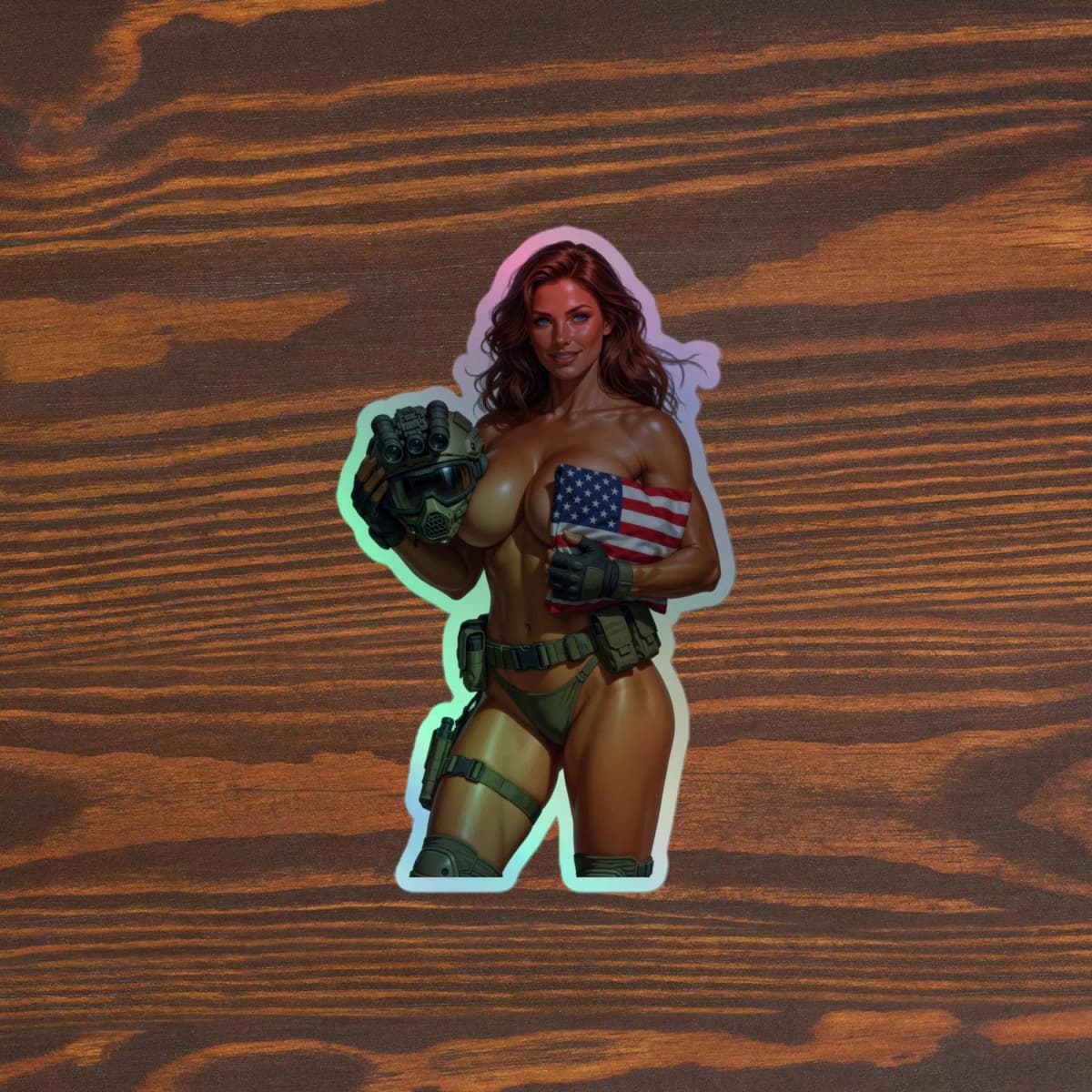 Tactical Girl Flag Holographic stickers