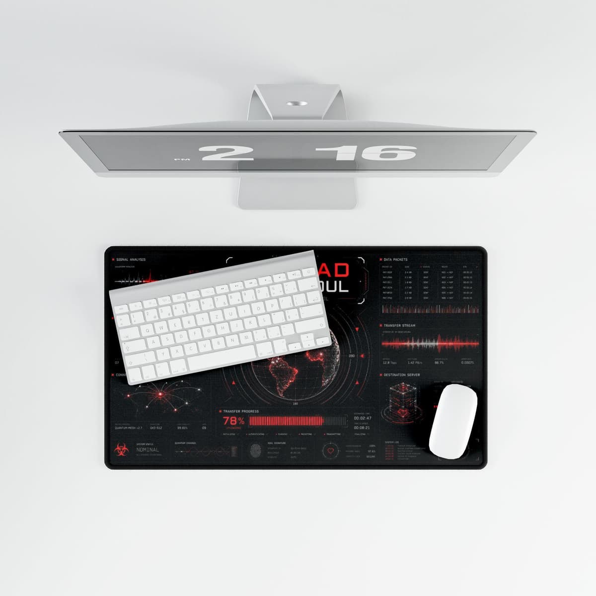 Upload Your Soul Cyberpunk Hacker Desk Mat | Sci-Fi Data Network Gaming Mouse Pad
