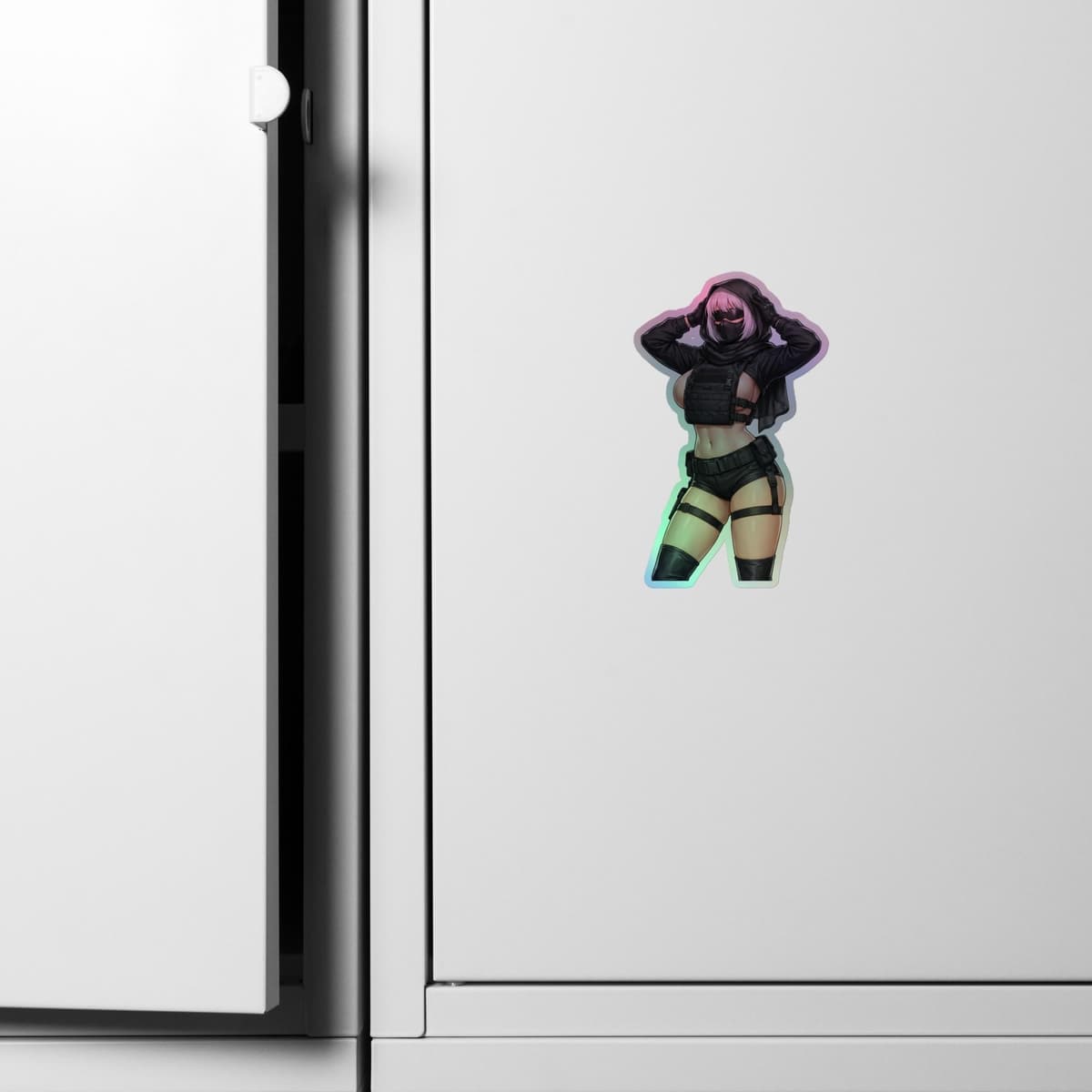 2B Tactical Hood Holographic Sticker | Android Waifu Iridescent Vinyl Decal