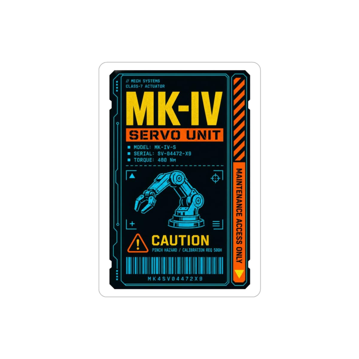 MK-IV Servo Unit Mech Decal Sticker | Sci-Fi Robotics Equipment Tag Vinyl Decal