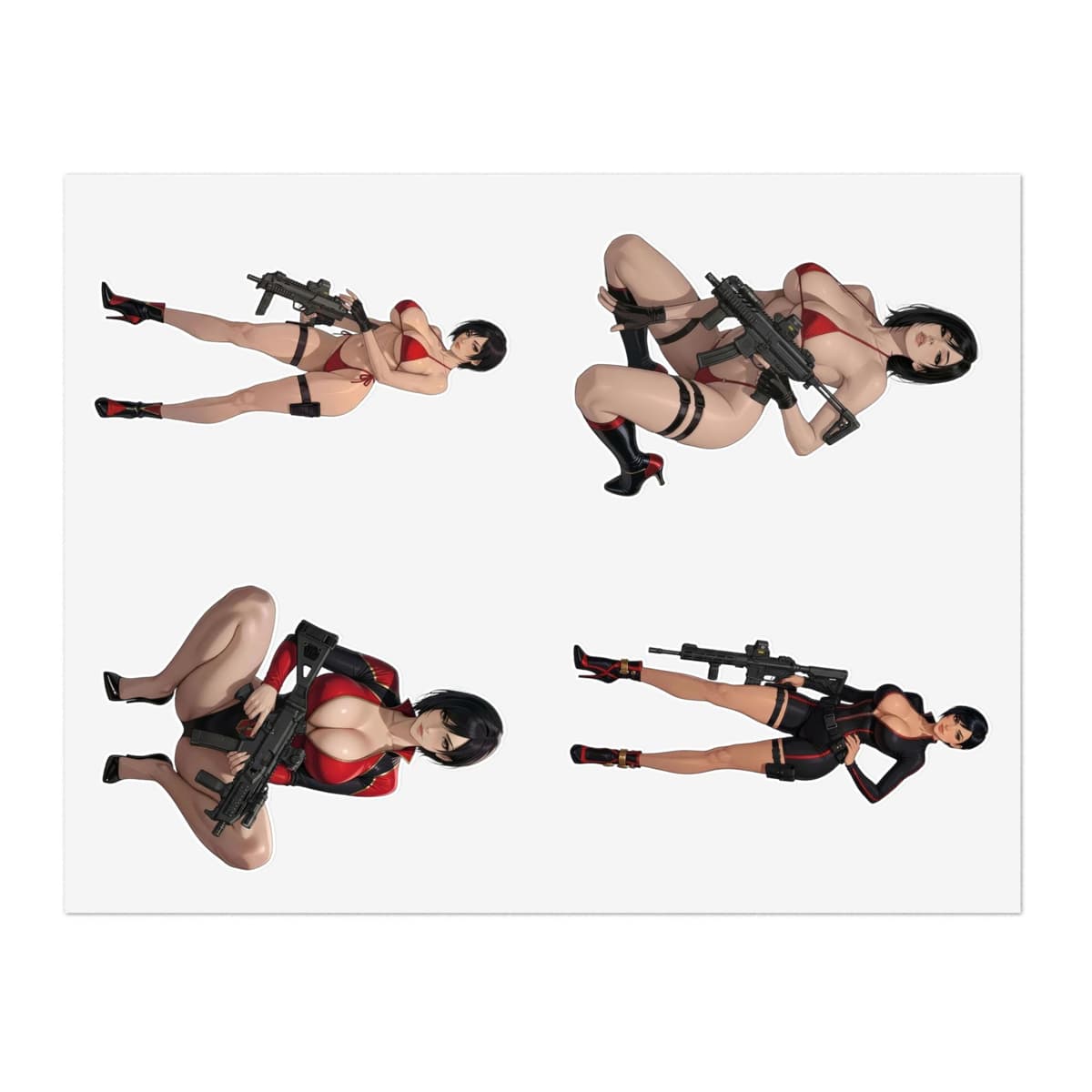 Crimson Spy Girl Holographic Sticker Sheet | Femme Fatale Vinyl Decal Pack