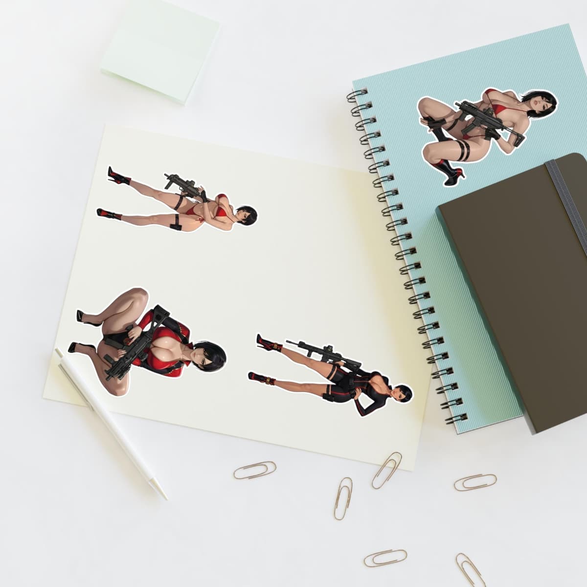 Crimson Spy Girl Holographic Sticker Sheet | Femme Fatale Vinyl Decal Pack