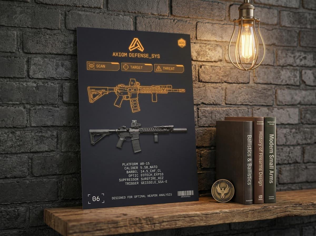 AR-15 Rifle Blueprint Poster | Firearm Exploded Diagram Wall Art (Matte Print)