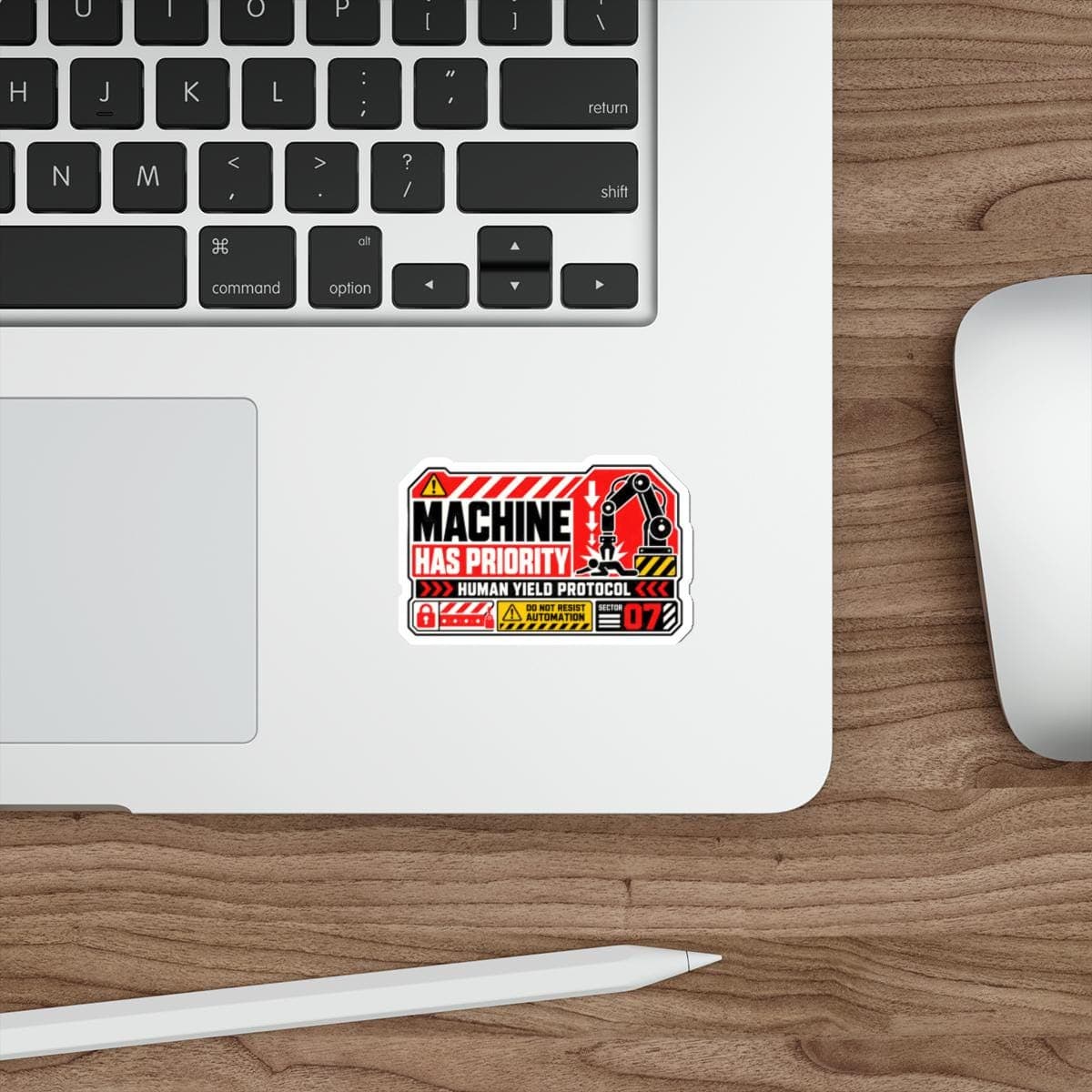 Machine Has Priority Sticker | Robot Warning Vinyl Decal