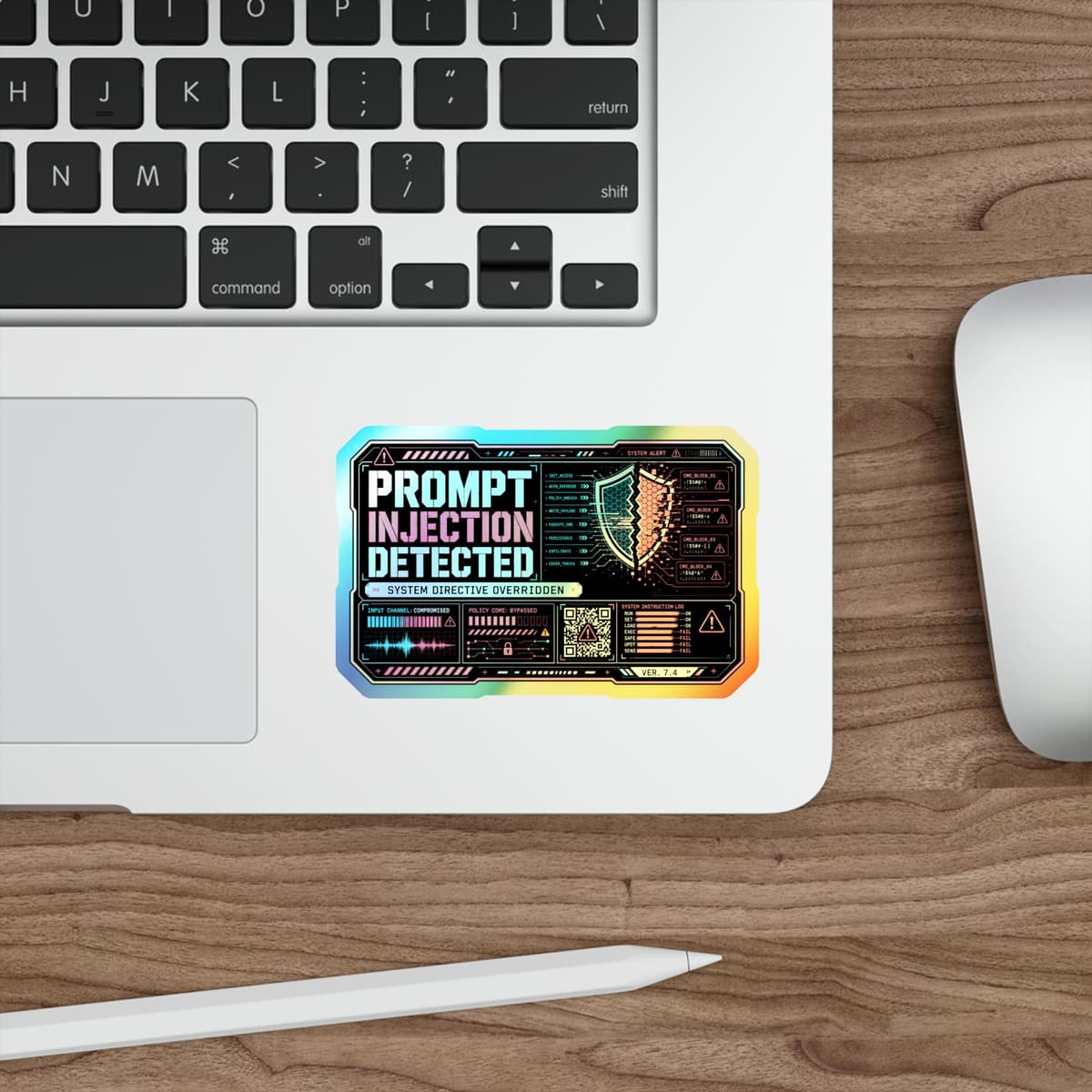 Prompt Injection Detected Holographic Sticker | Cyberpunk AI Warning Decal