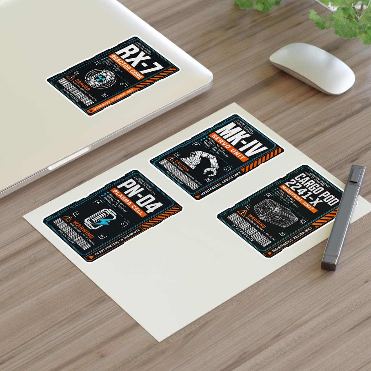 Sci-Fi Industrial Decal Sticker Pack | Equipment Tag Sheet