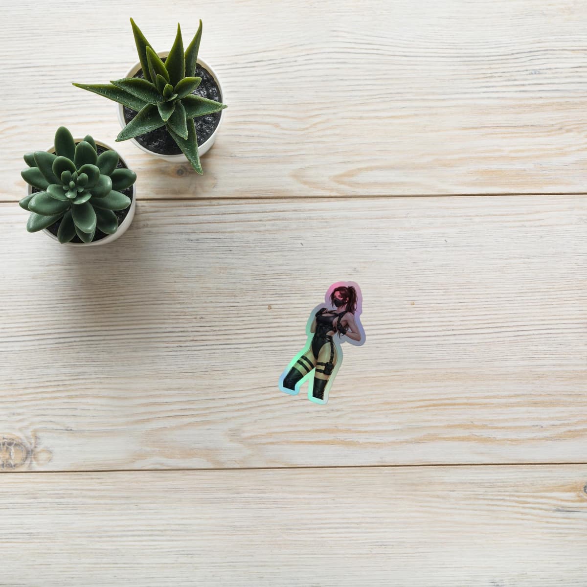 Tactical Girl Harness Strap Holographic Sticker | Operator Pin-Up Iridescent Vinyl Decal
