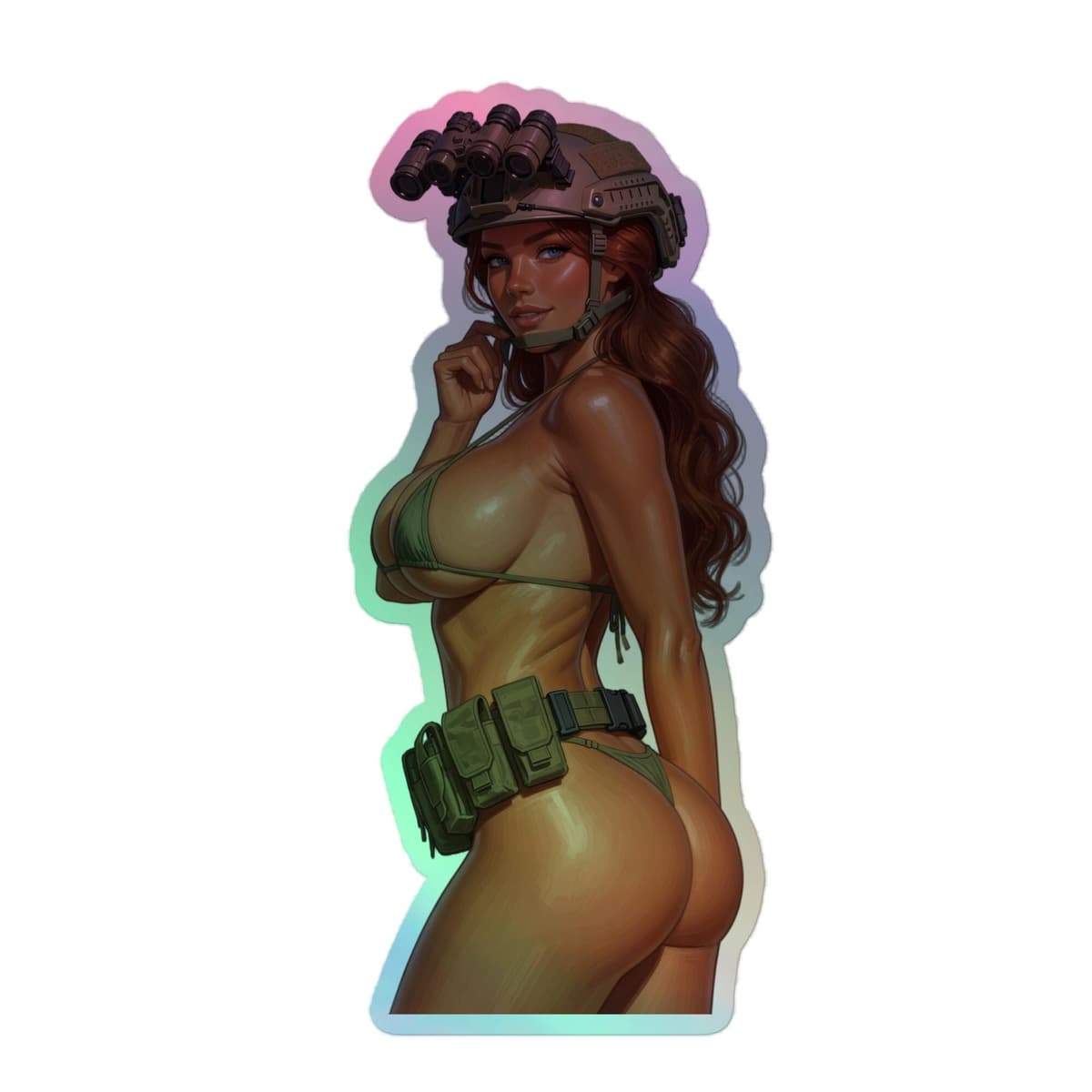 Tactical Girl Side Bikini Holographic stickers