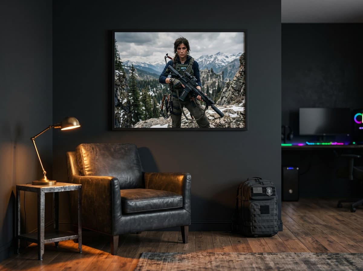 Explorer Tactical Mountain Adventurer Poster | Female Operative Wall Art (Matte Print)