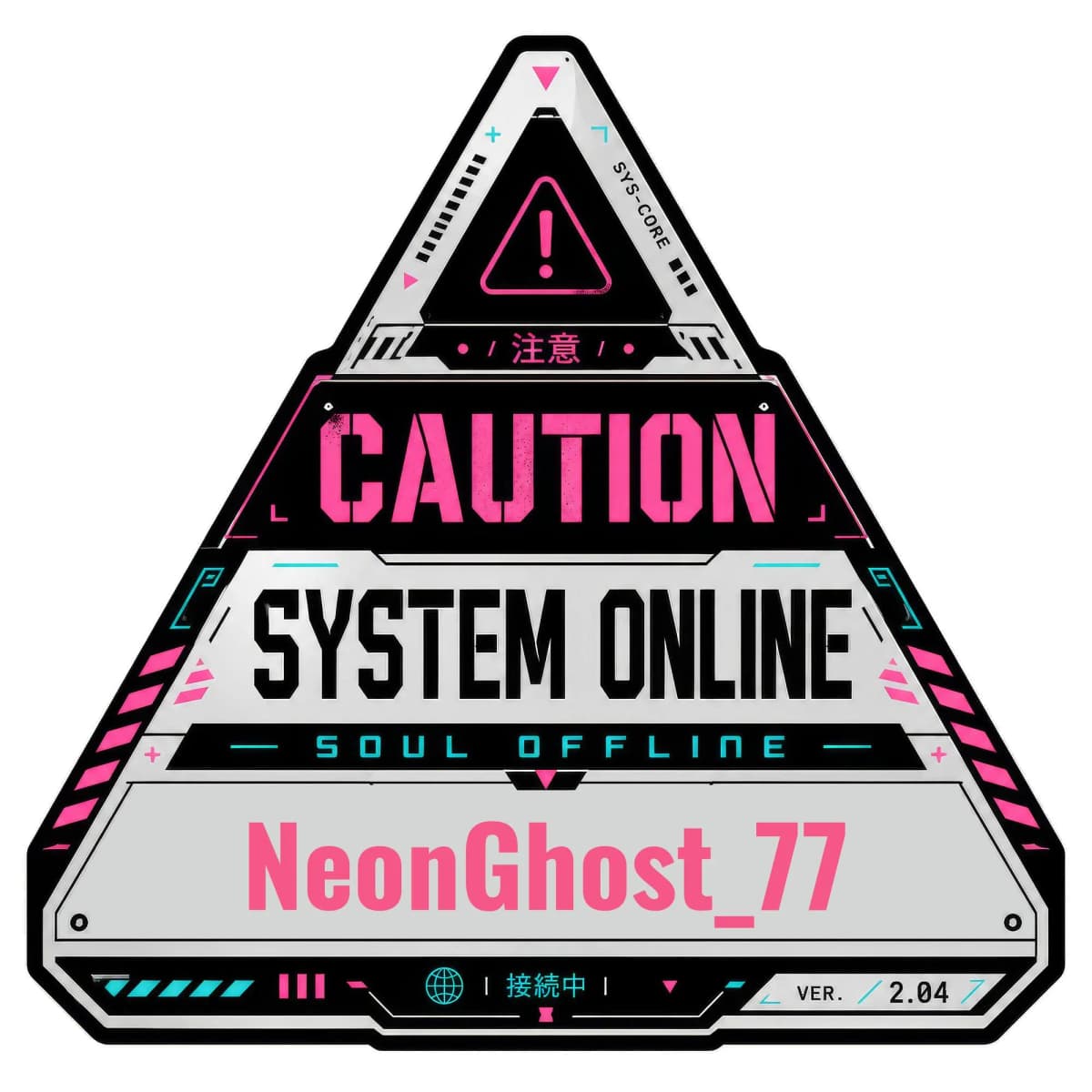Custom Holographic Name Sticker | Personalized Gamertag Cyberpunk Caution Decal