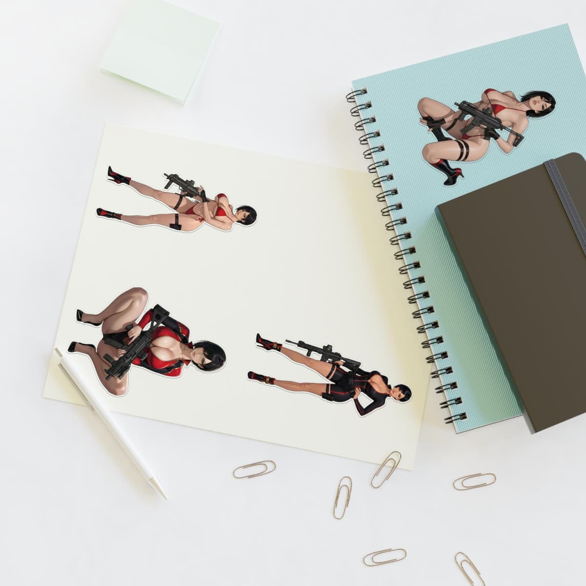 Crimson Spy Girl Holographic Sticker Sheet | Femme Fatale Vinyl Decal Pack