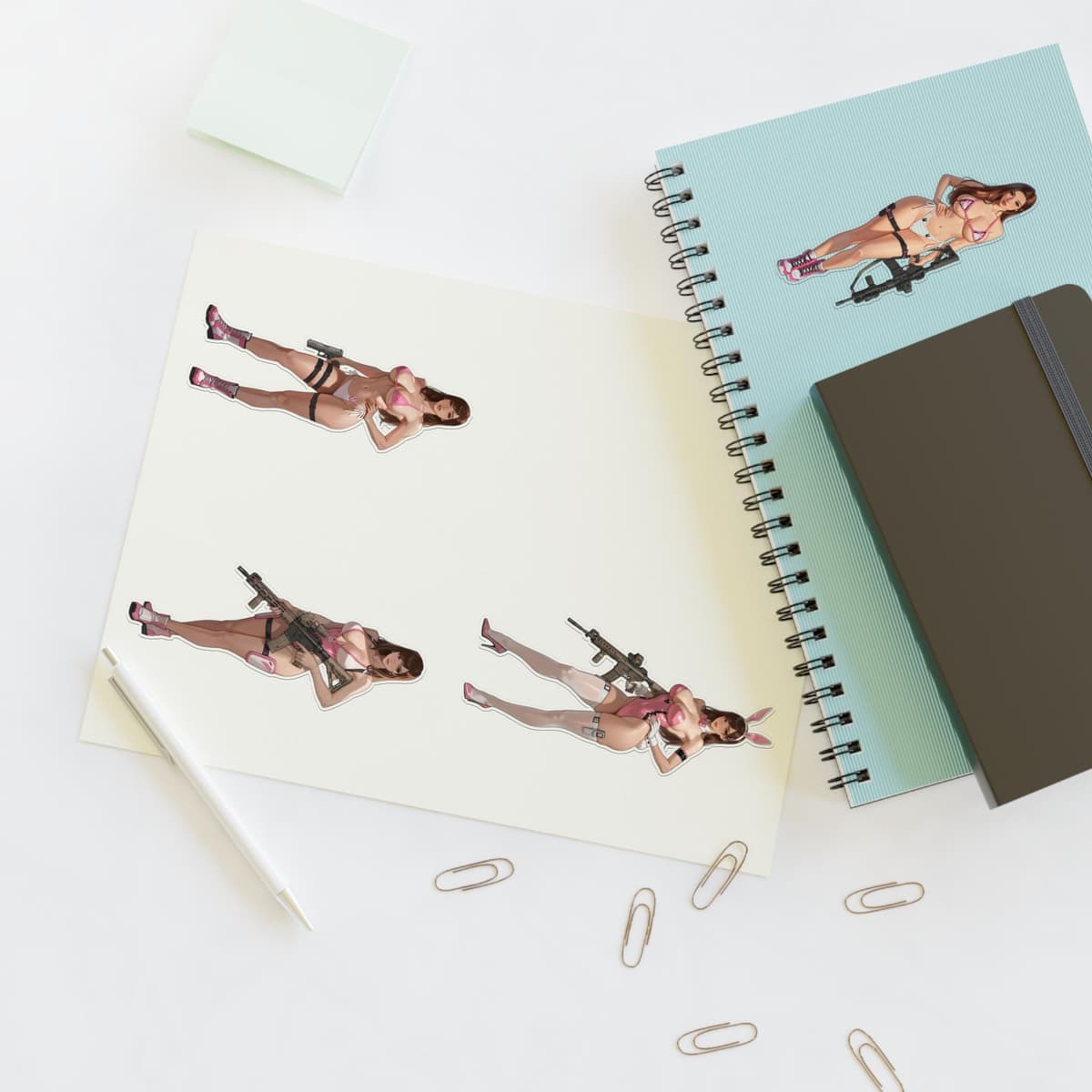 Bunny Pilot Holographic Sticker Sheet | Mech Gamer Girl Vinyl Decal Pack