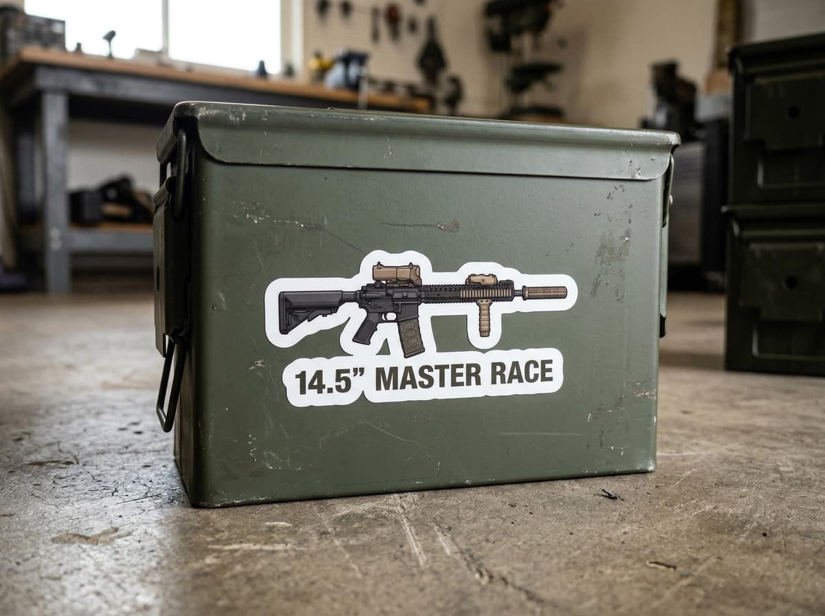 14.5 Master Race AR15 Gun Sticker | Mid-Length Rifle Vinyl Decal for Laptop & Range Bag
