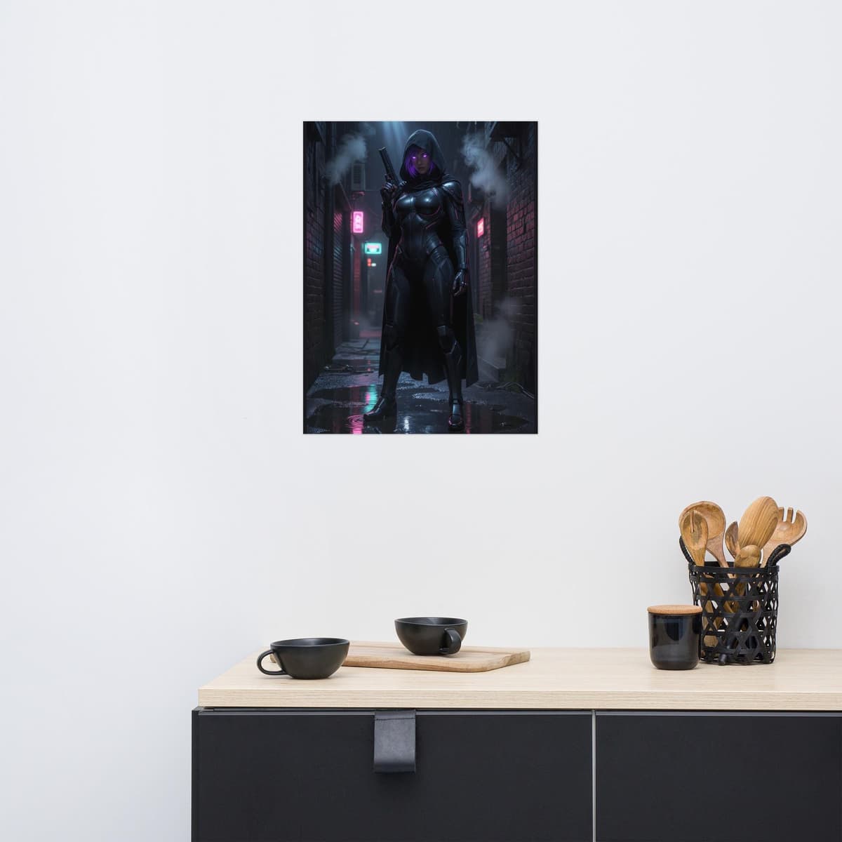 Cyberpunk Hooded Assassin Poster