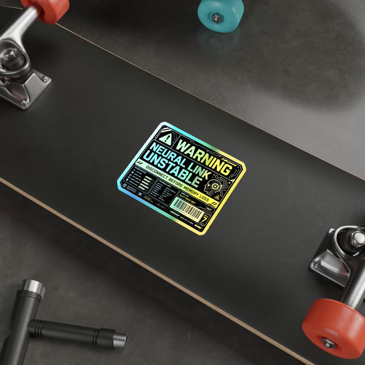Neural Link Unstable Warning Holographic Sticker