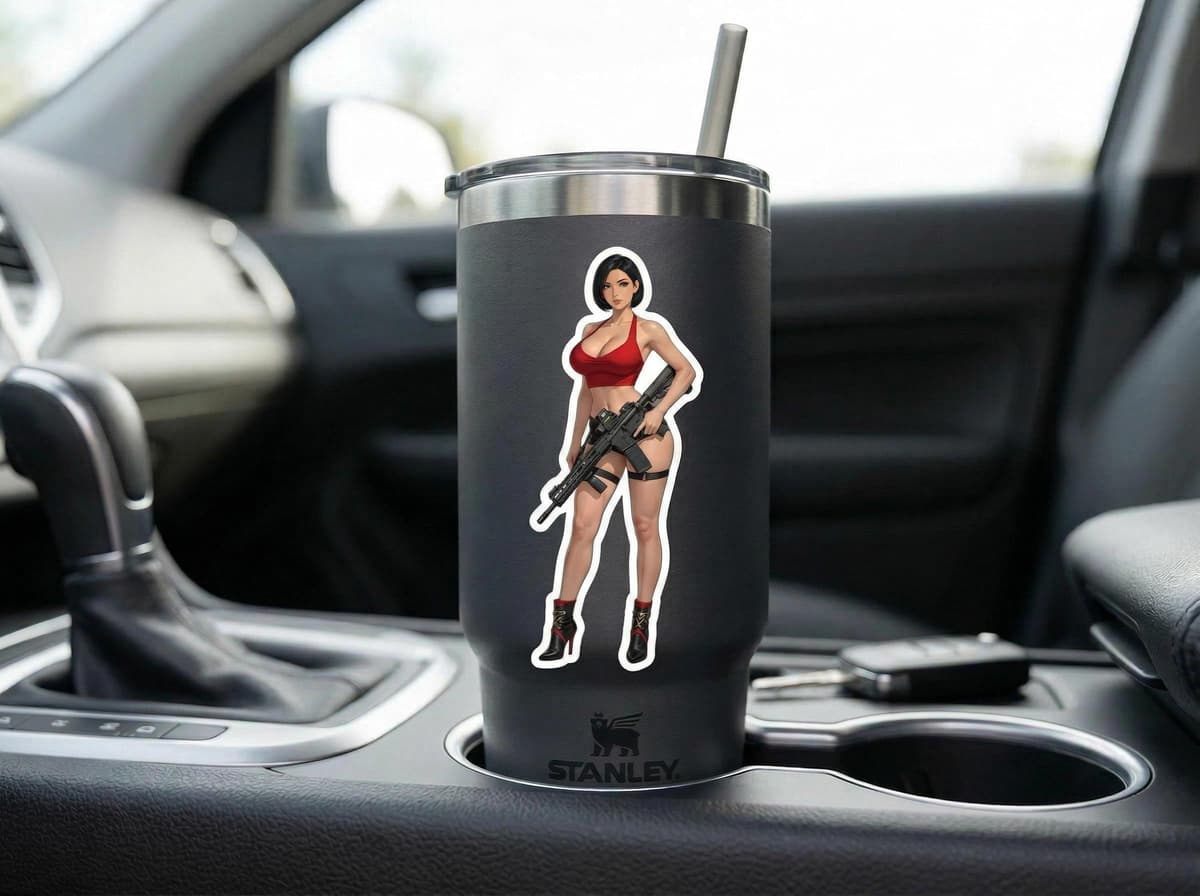 Crimson AR-15 Spy Girl Sticker | Anime Tactical Waifu Vinyl Decal (Kiss Cut)