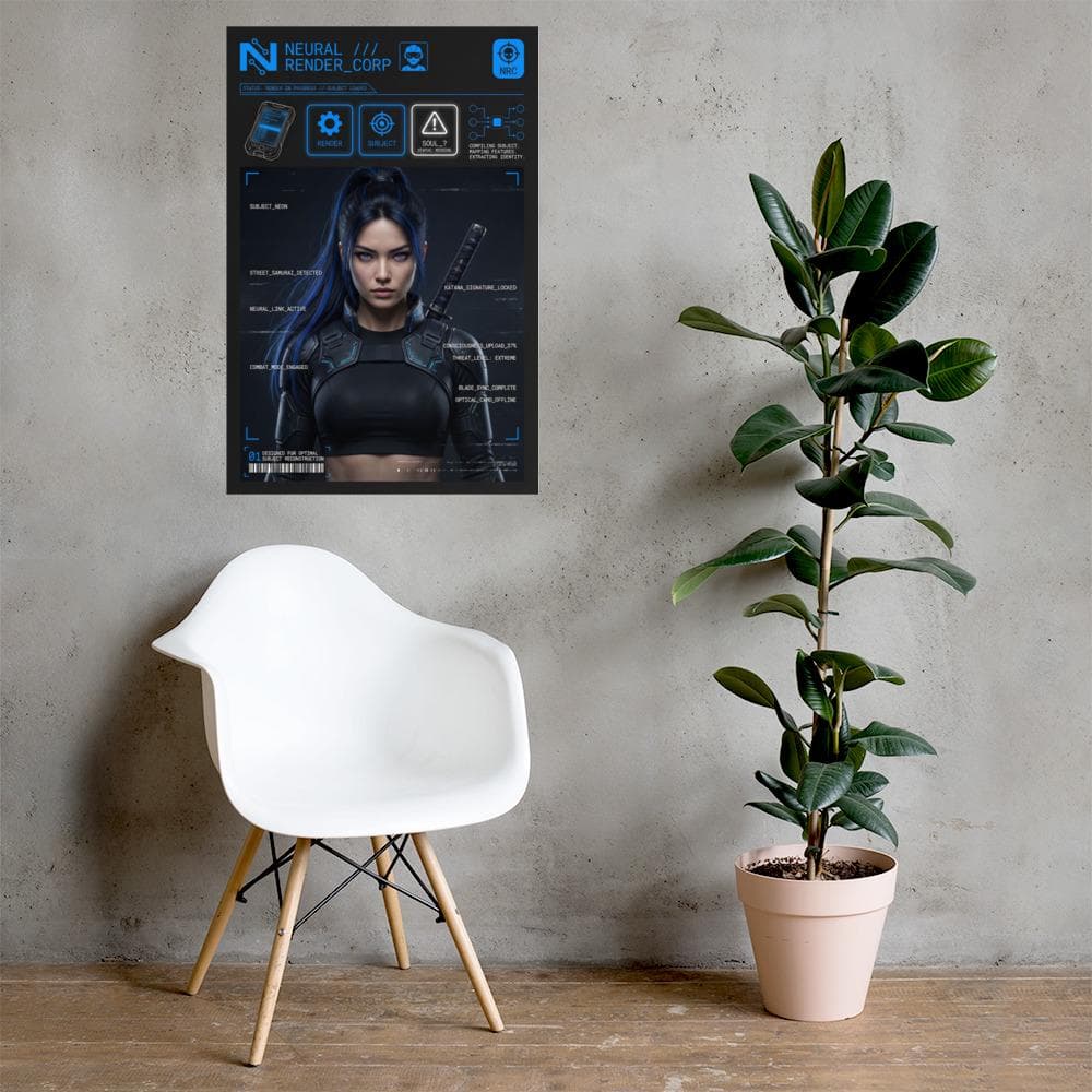 Neon Street Samuri Cyberpunk Poster