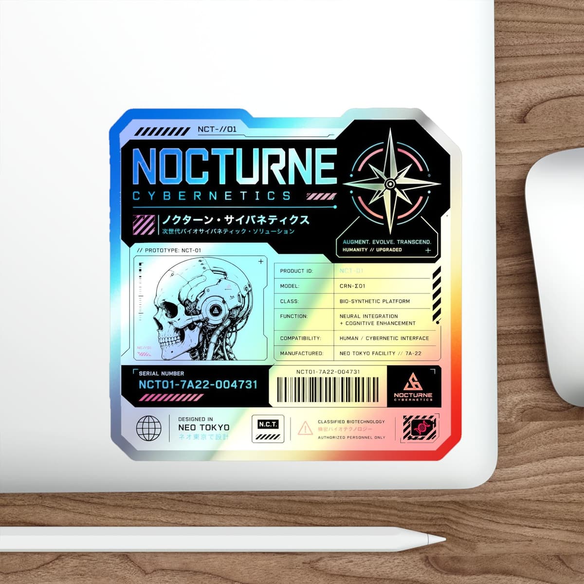 Nocturne Cybernetics Skull Holographic Sticker