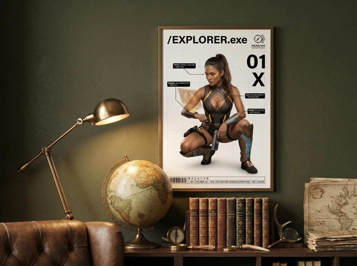 Explorer Recon Poster | Sci-Fi Tactical Dossier Wall Art (Matte Print)