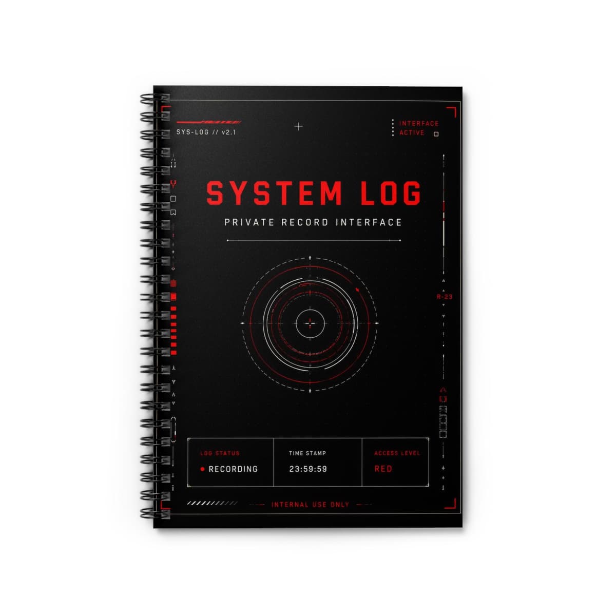 Cyberpunk Spiral Notebook | Tactical HUD System Log Hacker Journal
