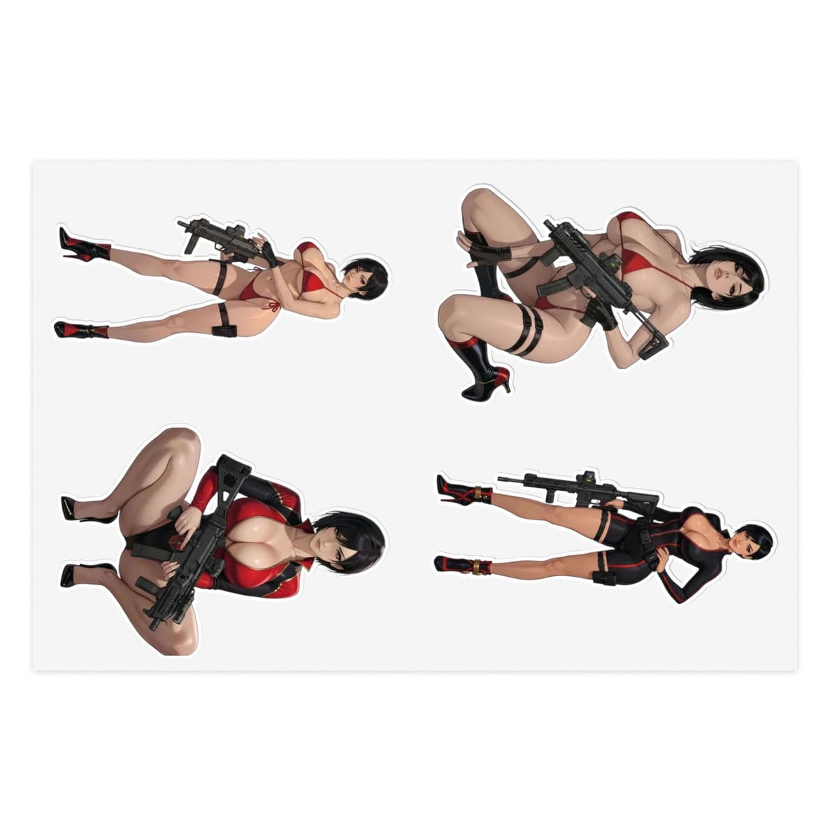 Crimson Spy Girl Holographic Sticker Sheet | Femme Fatale Vinyl Decal Pack