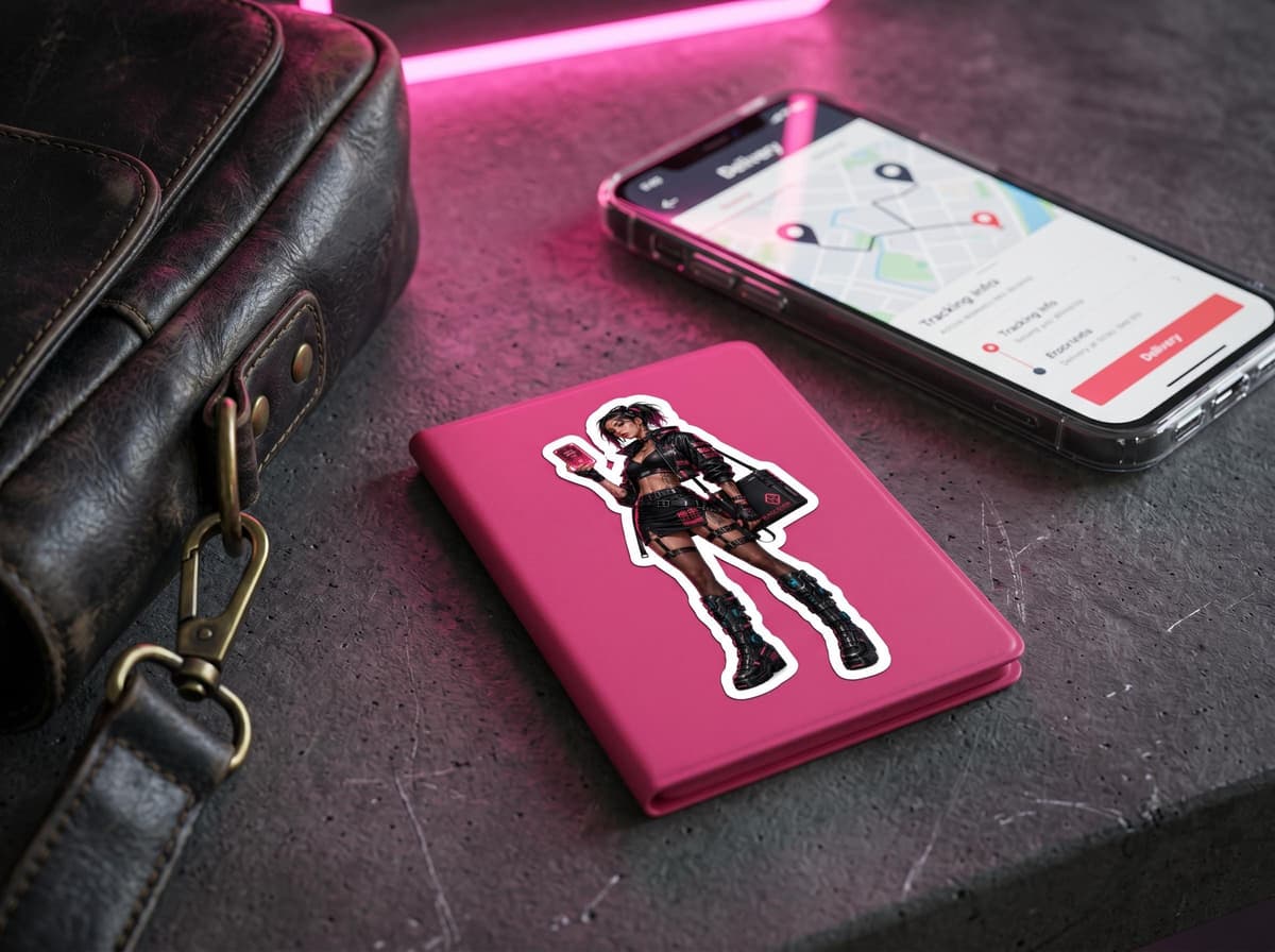 Cyberpunk Data Thief Sticker | Hot Pink Y2K Anime Vinyl Decal