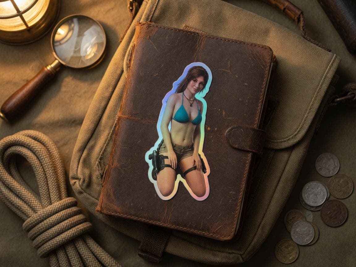 Explorer Bikini Dual Pistol Holographic Sticker | Treasure Hunter Iridescent Vinyl Decal