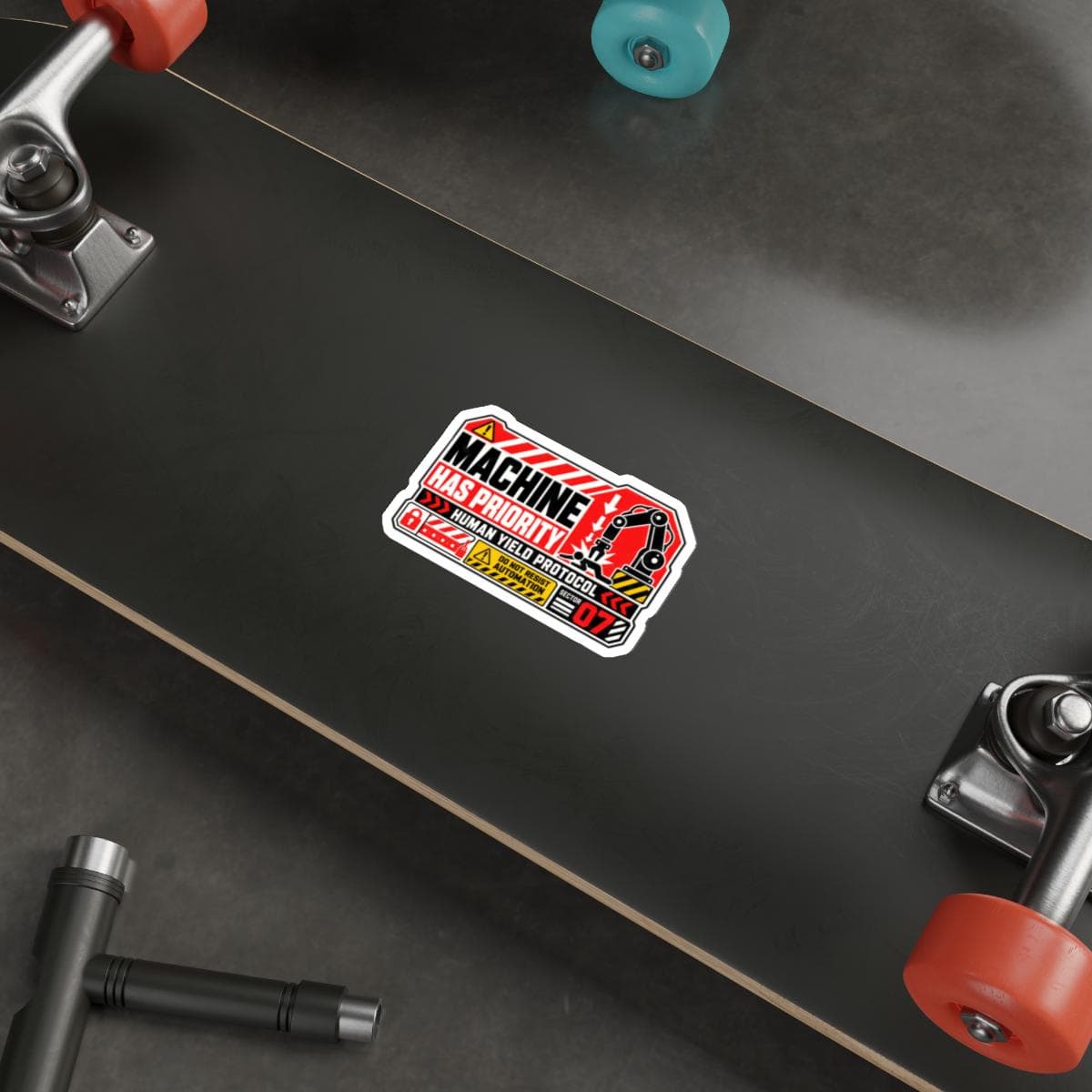 Machine Has Priority Sticker | Robot Warning Vinyl Decal