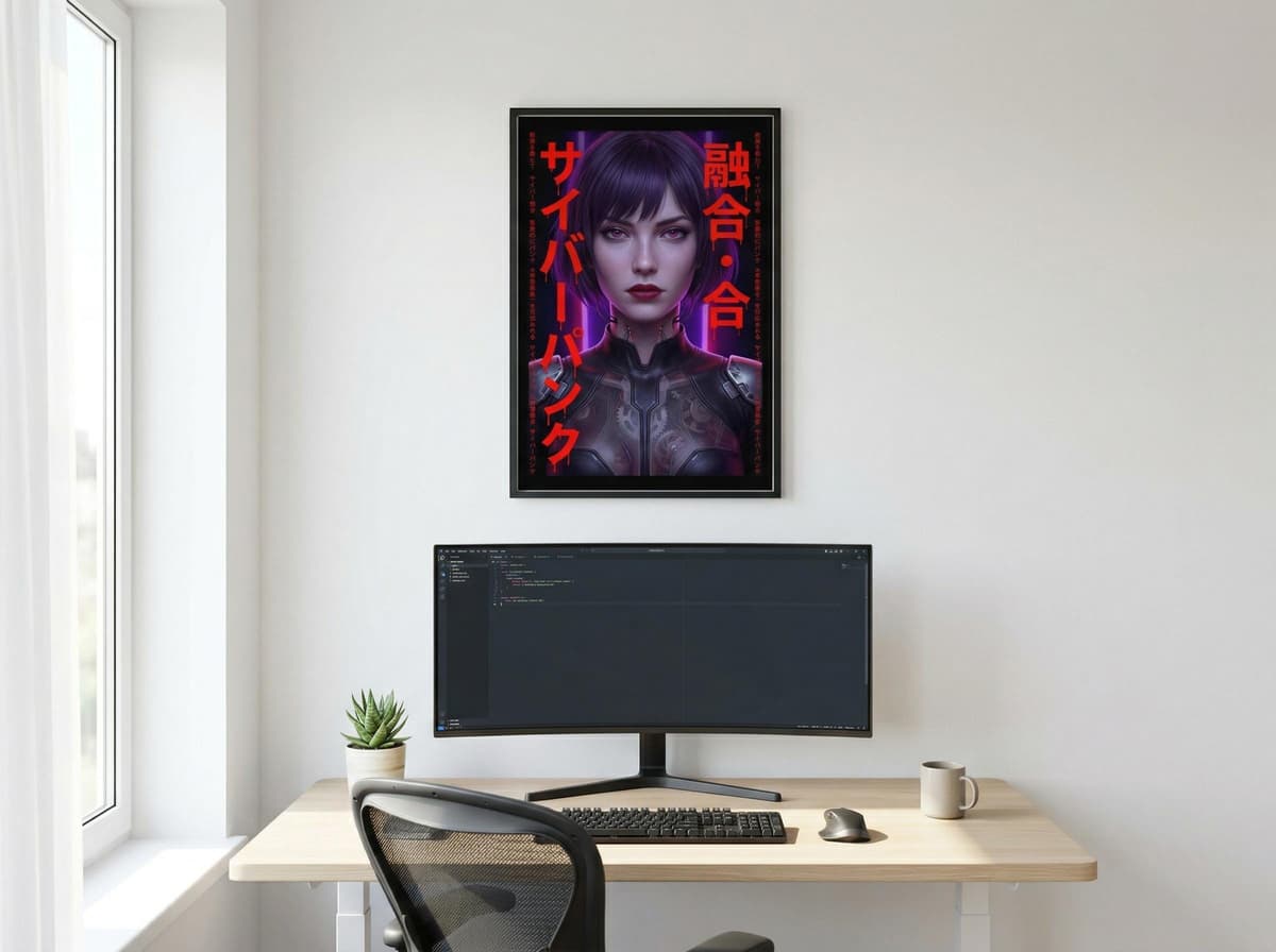 Major Kanji Art Poster | Cyberpunk Anime Operative Wall Art (Matte Print)