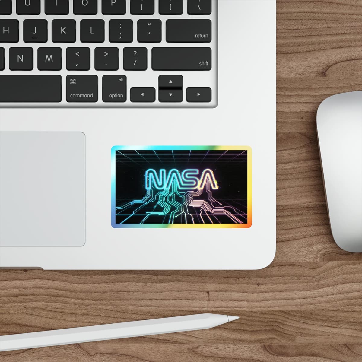 Cyberpunk NASA Worm Holographic Sticker | Retro Space Neon Vinyl Decal