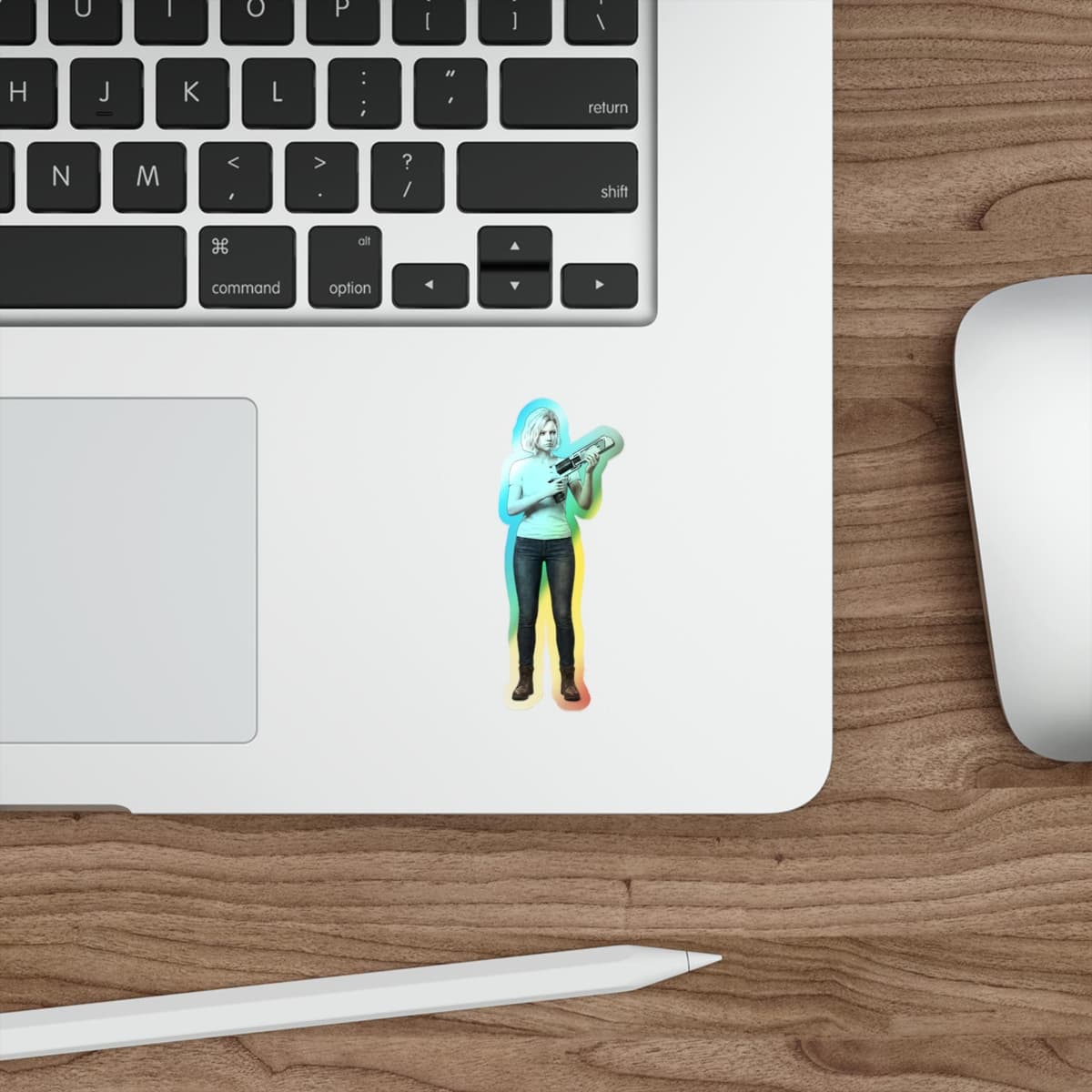 Survivor Girl Requiem Skeptical Holographic Sticker | RE9 Big Gun Meme Holo Decal