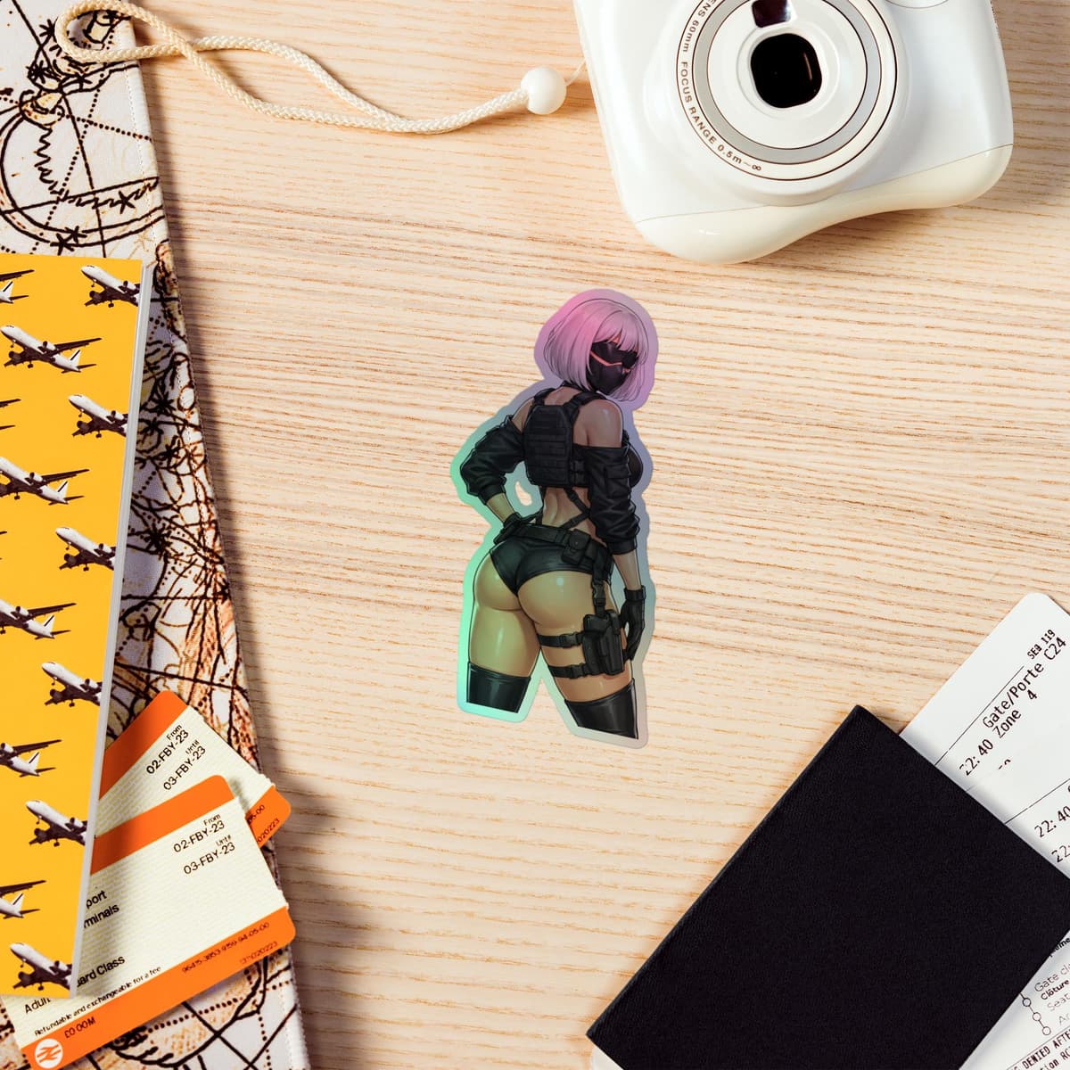 2B Tactical Rear View Holographic Sticker | Android Waifu Iridescent Vinyl Decal
