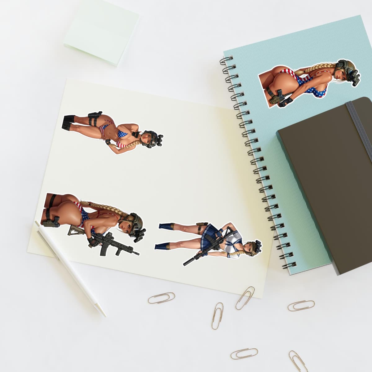 Valkyrie Patriot Holographic Sticker Sheet | Tactical Waifu Vinyl Decal Pack
